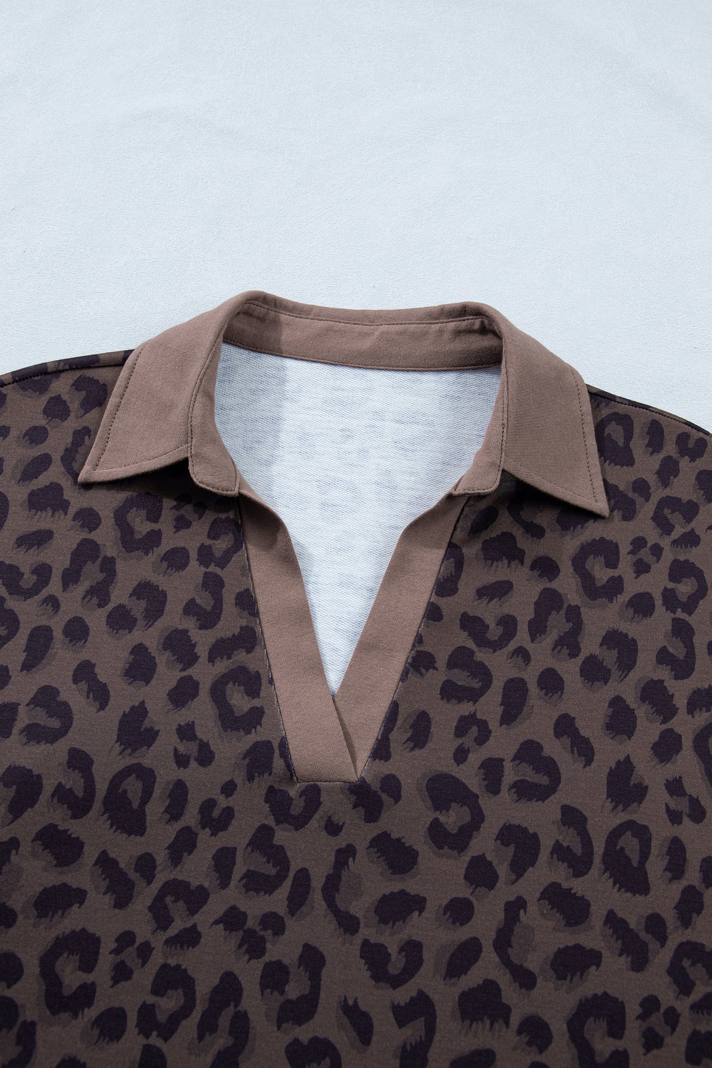 Brown V Neck Collar Leopard Printed 2pcs Short Set-Two Piece Sets/Short Sets-[Adult]-[Female]-2022 Online Blue Zone Planet