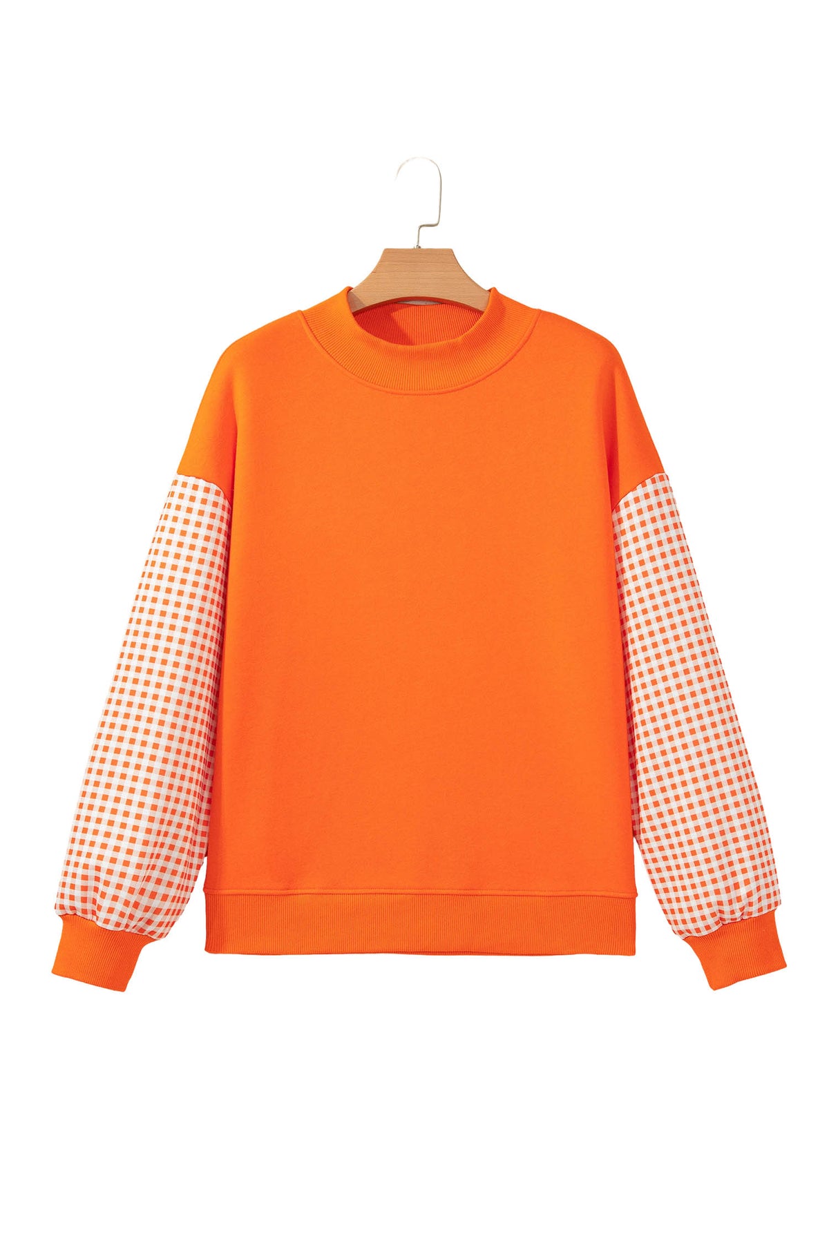 Evergreen Plaid Sleeve Colorblock Loose Tunic Sweatshirt-Tops/Sweatshirts & Hoodies-[Adult]-[Female]-2022 Online Blue Zone Planet