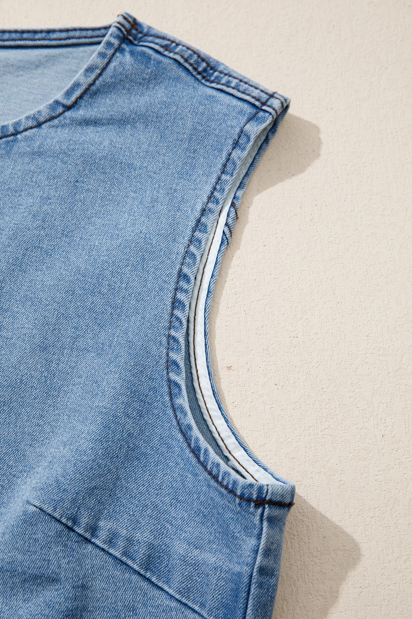 Black Buttoned Front Slit Denim Vest-Tops/Tank Tops-[Adult]-[Female]-2022 Online Blue Zone Planet