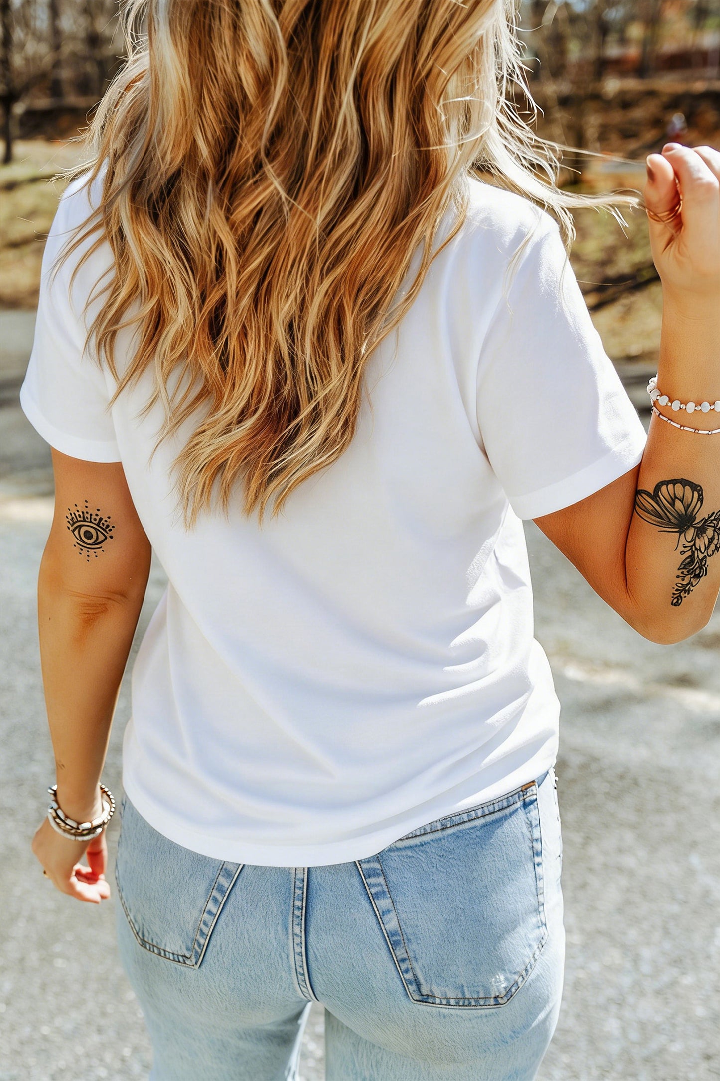 White Floral Pumpkin Print Round Neck Short Sleeve T-Shirt
