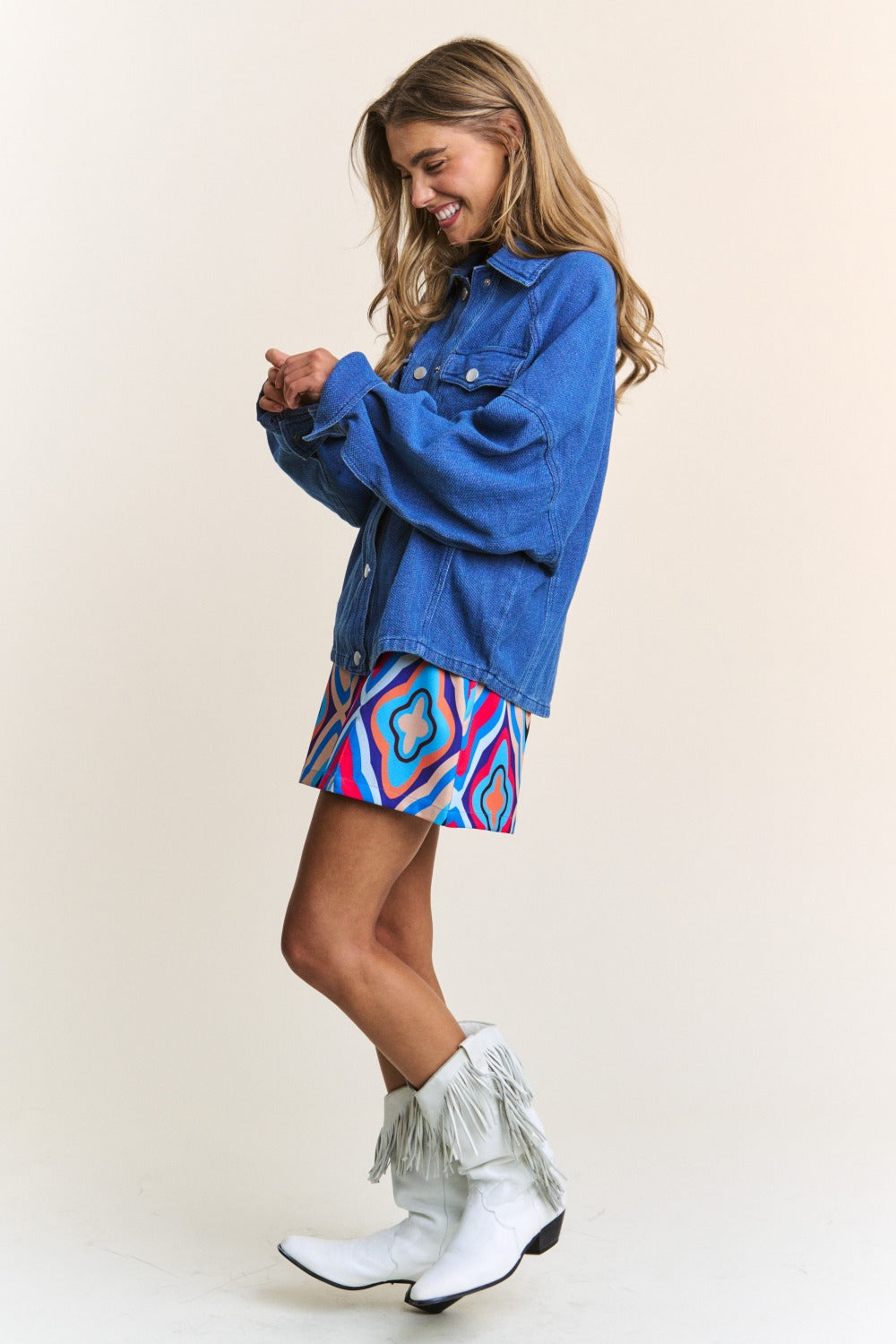 J.NNA Snap Down Long Sleeve Denim Shacket-TOPS / DRESSES-[Adult]-[Female]-2022 Online Blue Zone Planet