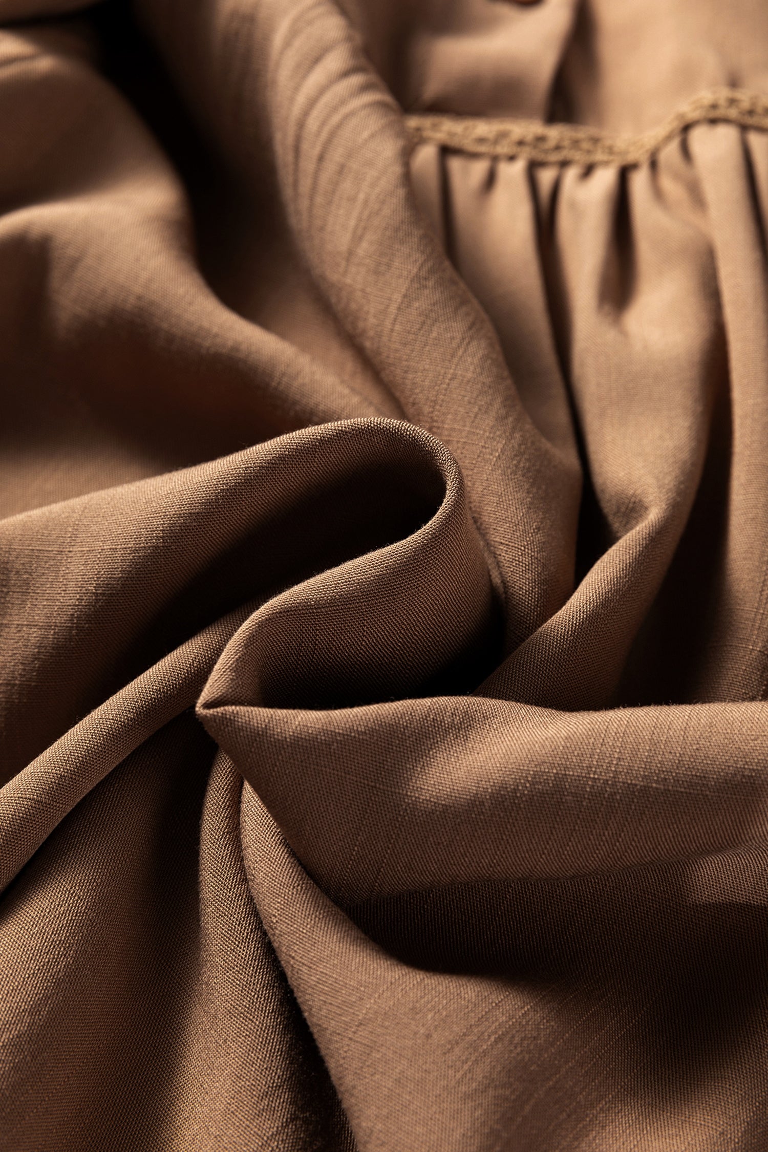 Straw Yellow Lace Trim Peter Pan Collar Long Sleeve Mini Shirt Dress-TOPS / DRESSES-[Adult]-[Female]-2022 Online Blue Zone Planet