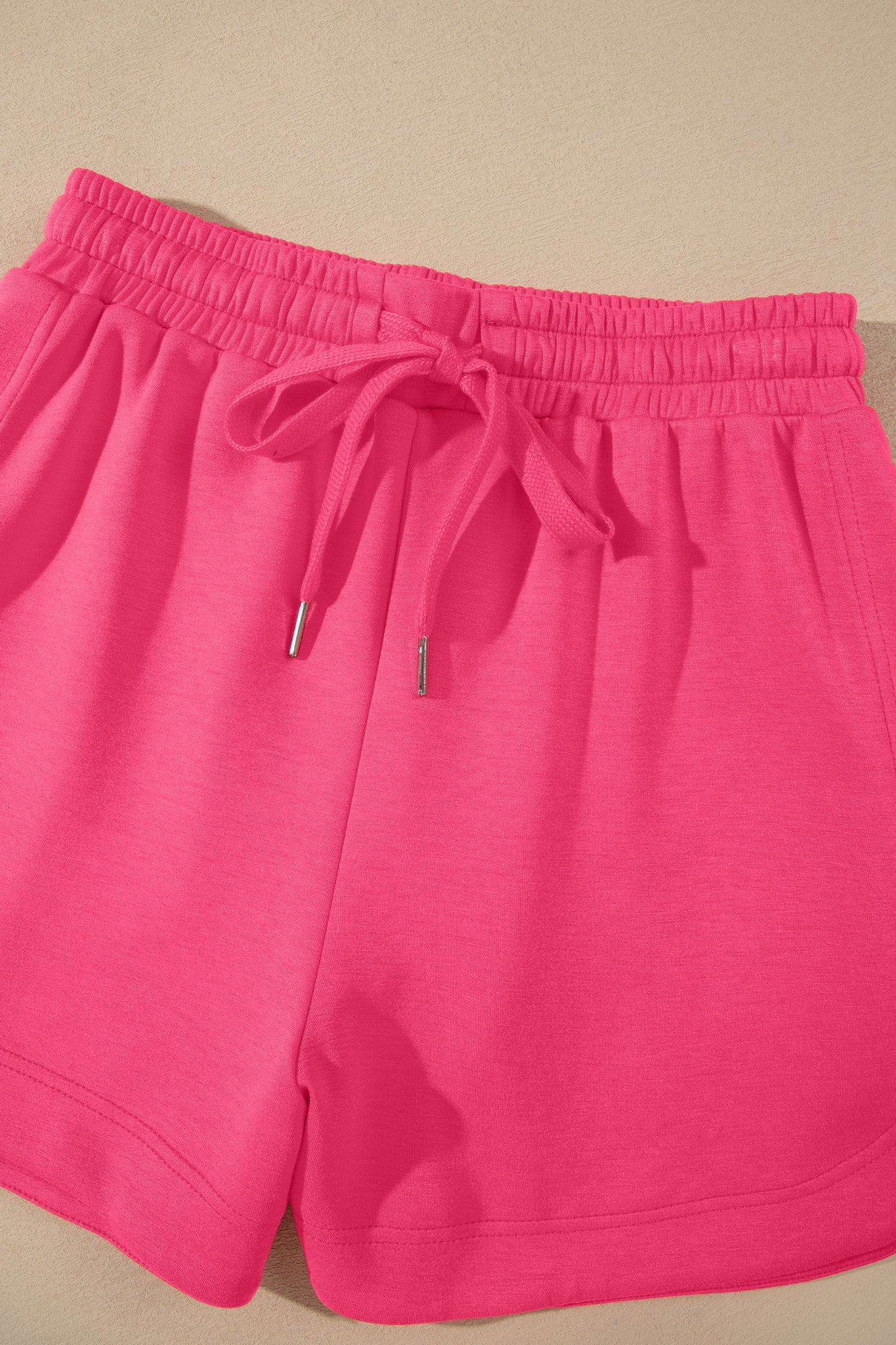 Fiery Red Quarter Zip Sleeveless Top Drawstring Shorts Casual 2pcs Outfit-Two Piece Sets/Short Sets-[Adult]-[Female]-2022 Online Blue Zone Planet