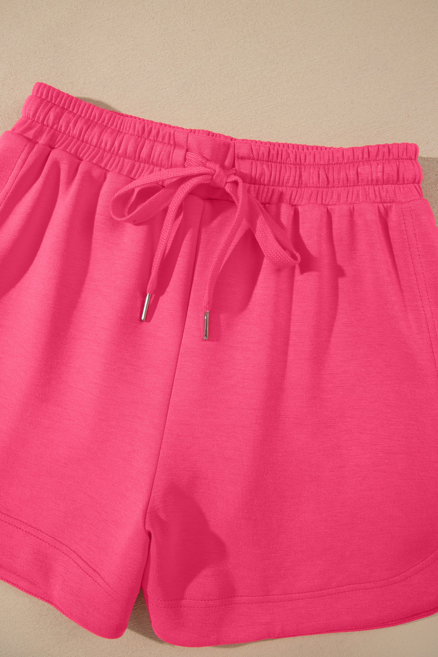 Fiery Red Quarter Zip Sleeveless Top Drawstring Shorts Casual 2pcs Outfit-Two Piece Sets/Short Sets-[Adult]-[Female]-2022 Online Blue Zone Planet