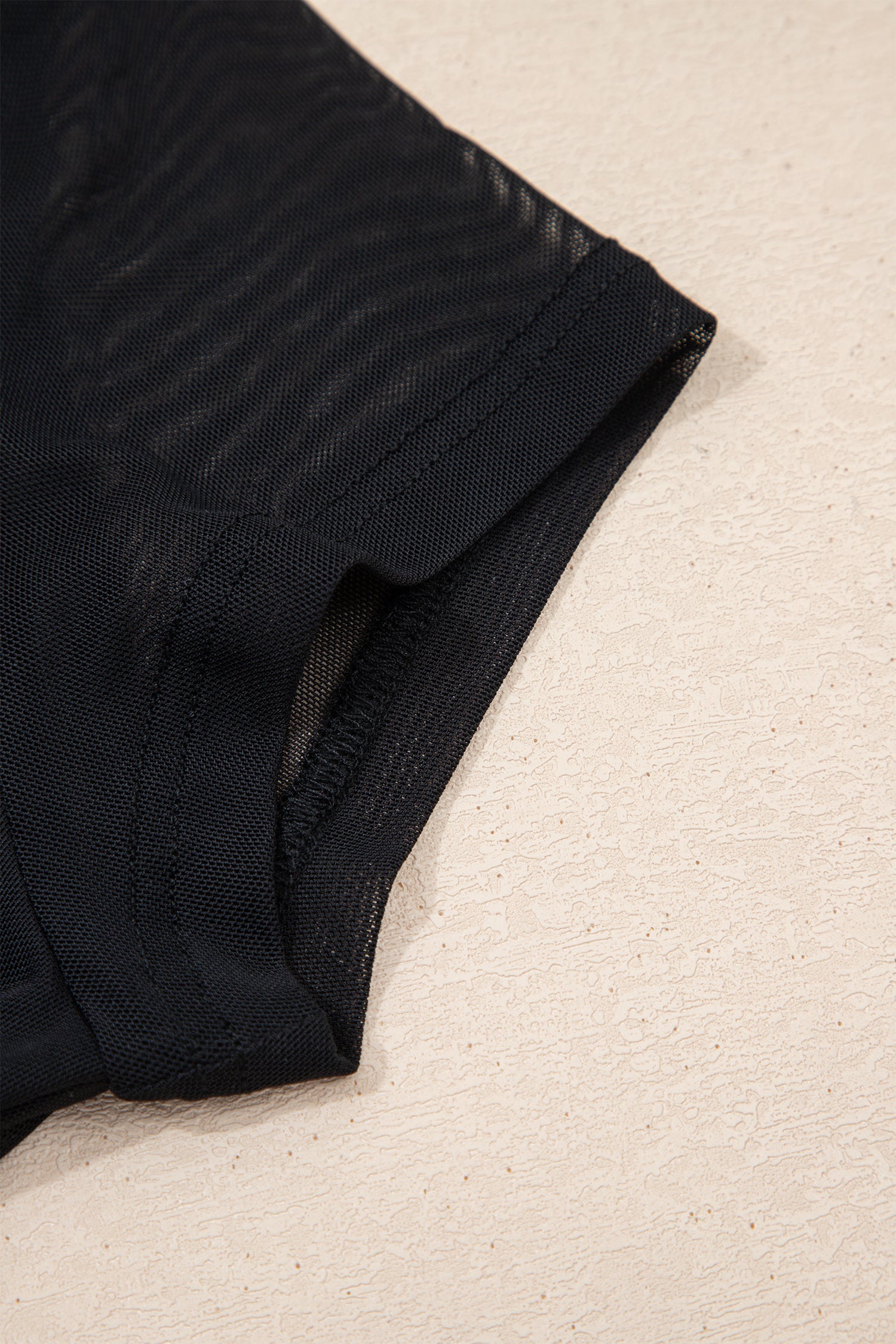 Black Sheer Mesh Patchwork Cap Sleeve T Shirt-Tops/Tops & Tees-[Adult]-[Female]-2022 Online Blue Zone Planet