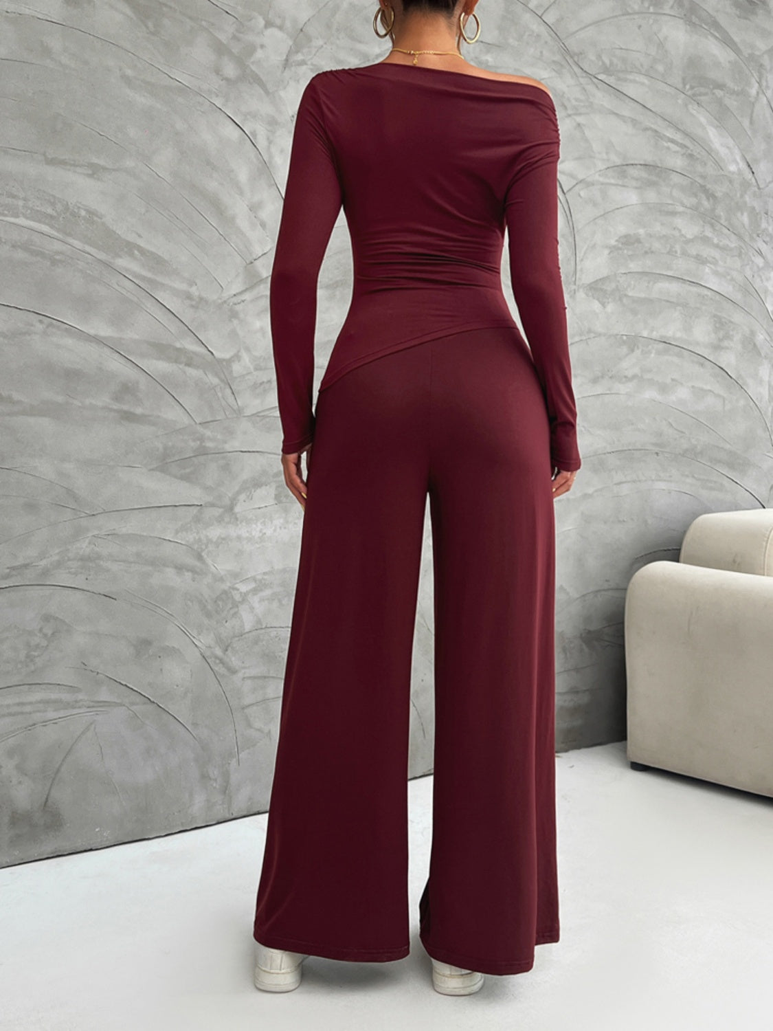 Long Sleeve Top and Wide Leg Pants Set-TOPS / DRESSES-[Adult]-[Female]-2022 Online Blue Zone Planet