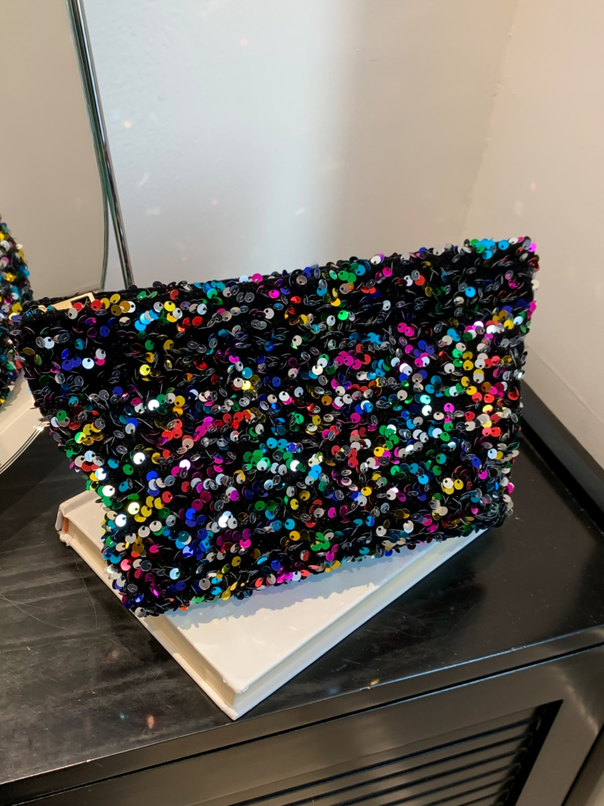 Sequin Clutch with Zipper-HANDBAGS-[Adult]-[Female]-2022 Online Blue Zone Planet