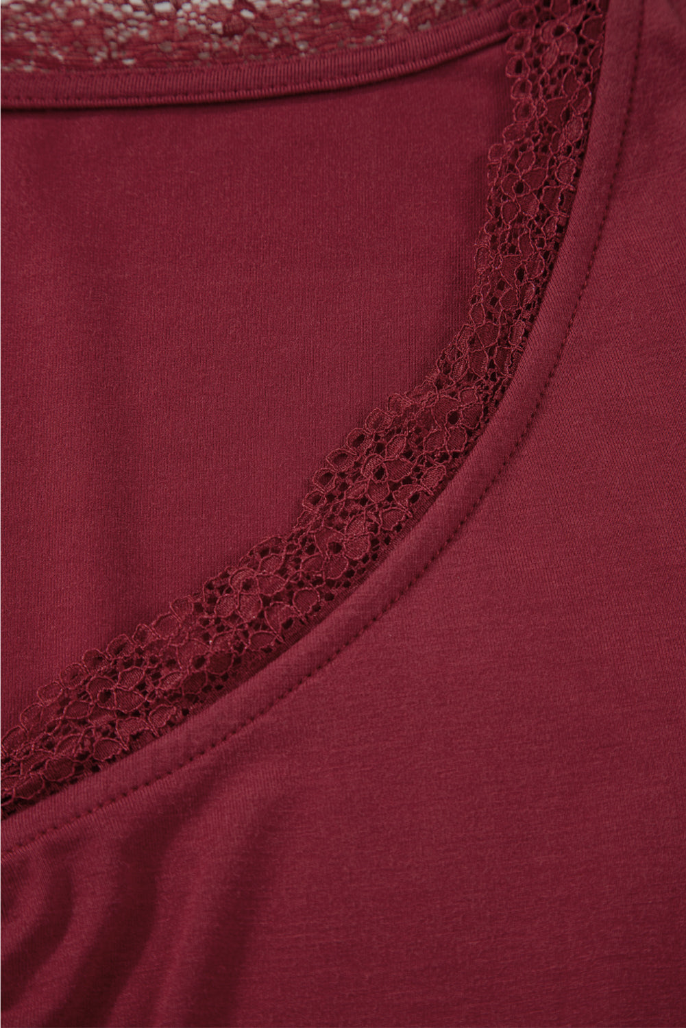 Smoke Gray Lace-Trimmed Sweetheart Neckline Ruched Detail Long Sleeve T-Shirt-Tops/Long Sleeve Tops-[Adult]-[Female]-2022 Online Blue Zone Planet