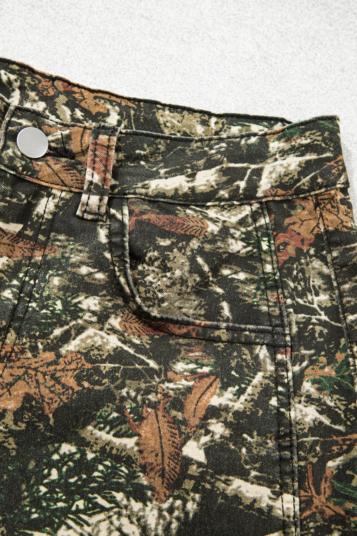 Multicolour Western Woodland Camouflage Straight Leg Shift Jeans-Bottoms/Jeans-[Adult]-[Female]-2022 Online Blue Zone Planet