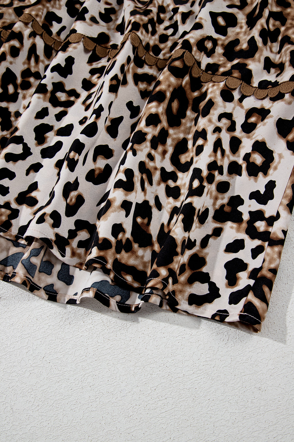 Brown Leopard Print Puff Sleeve Ricrac Maxi Dress-Maxi Dresses-[Adult]-[Female]-2022 Online Blue Zone Planet