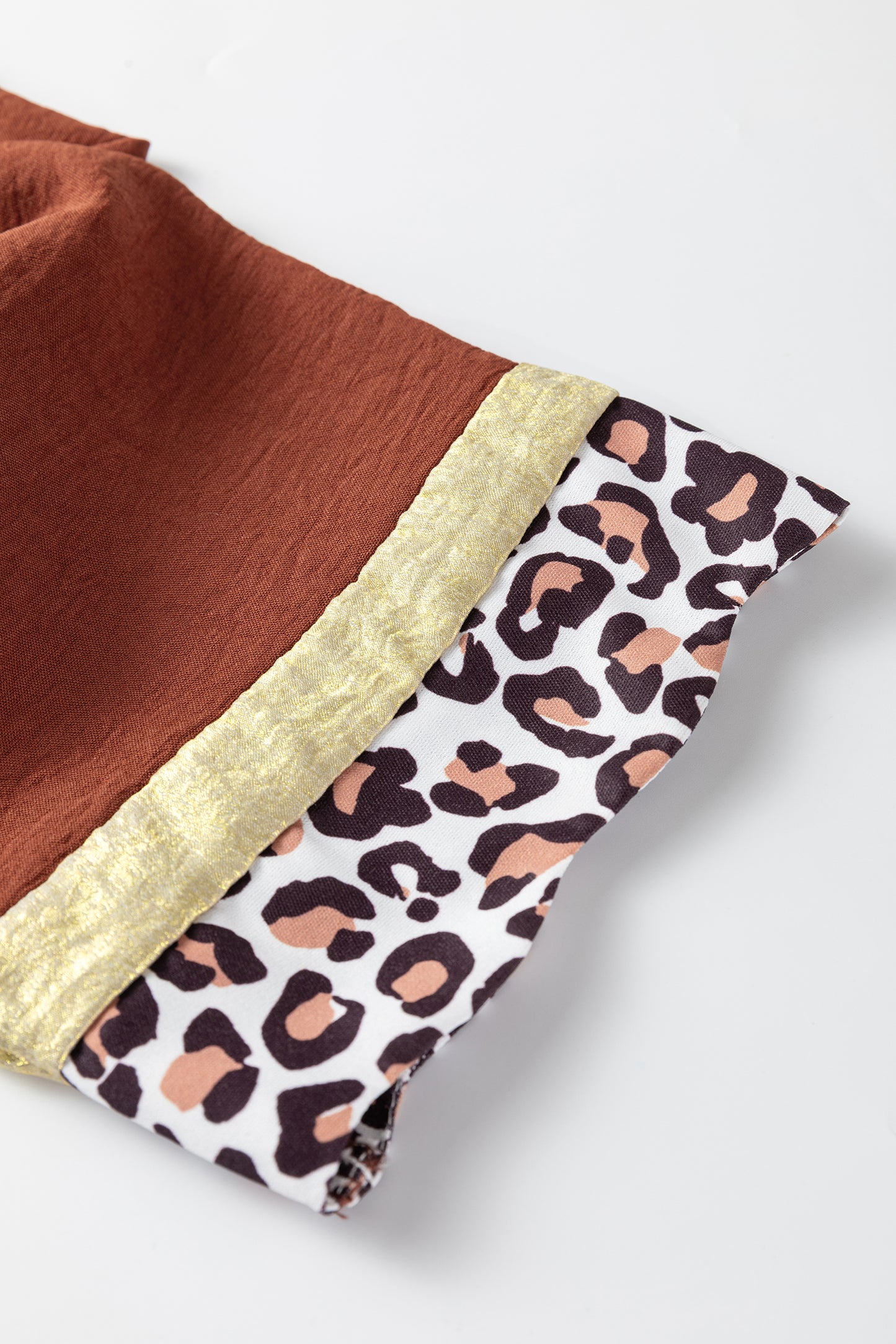 Clay Leopard Detail Loose Bracelet Sleeve Top-Bracelet-[Adult]-[Female]-2022 Online Blue Zone Planet