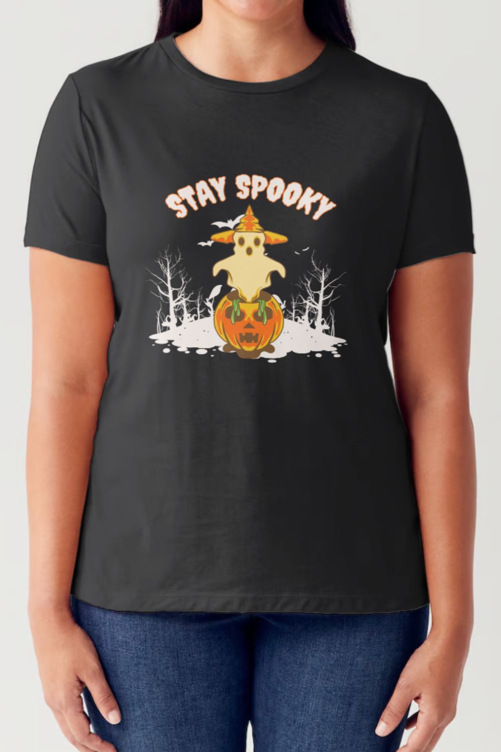 Simply Love Full Size STAY SPOOKY Graphic Round Neck Short Sleeve Tubular T-Shirt-TOPS / DRESSES-[Adult]-[Female]-Black-S-2022 Online Blue Zone Planet