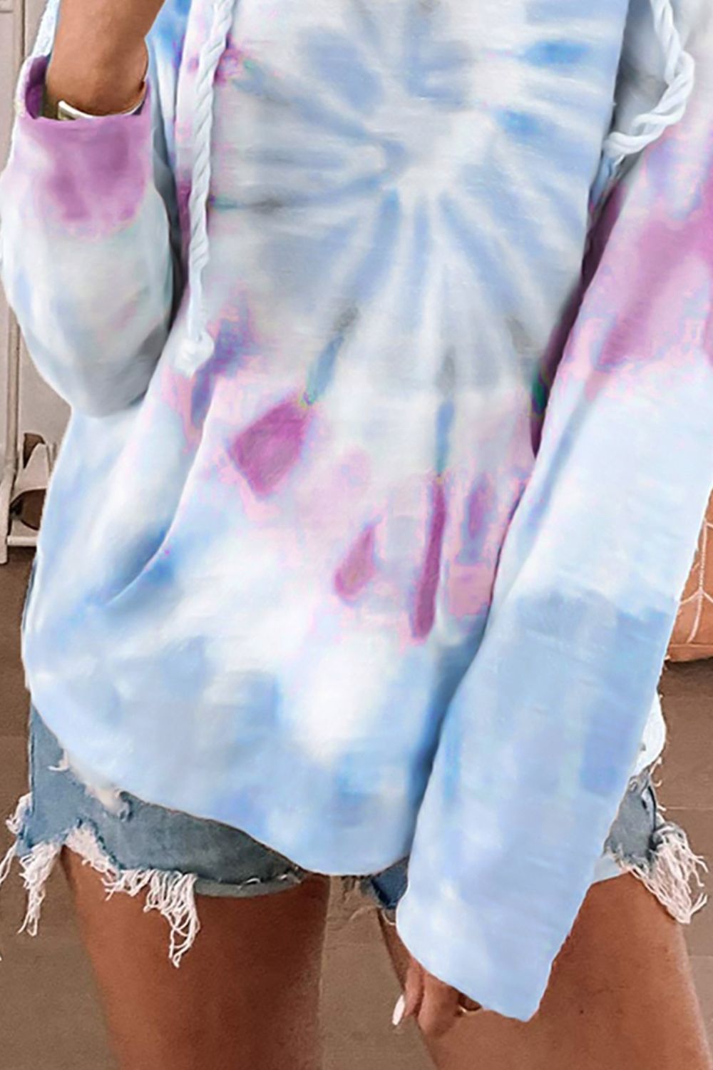 Drawstring Tie-Dye Long Sleeve Hoodie-HOODIES-[Adult]-[Female]-2022 Online Blue Zone Planet