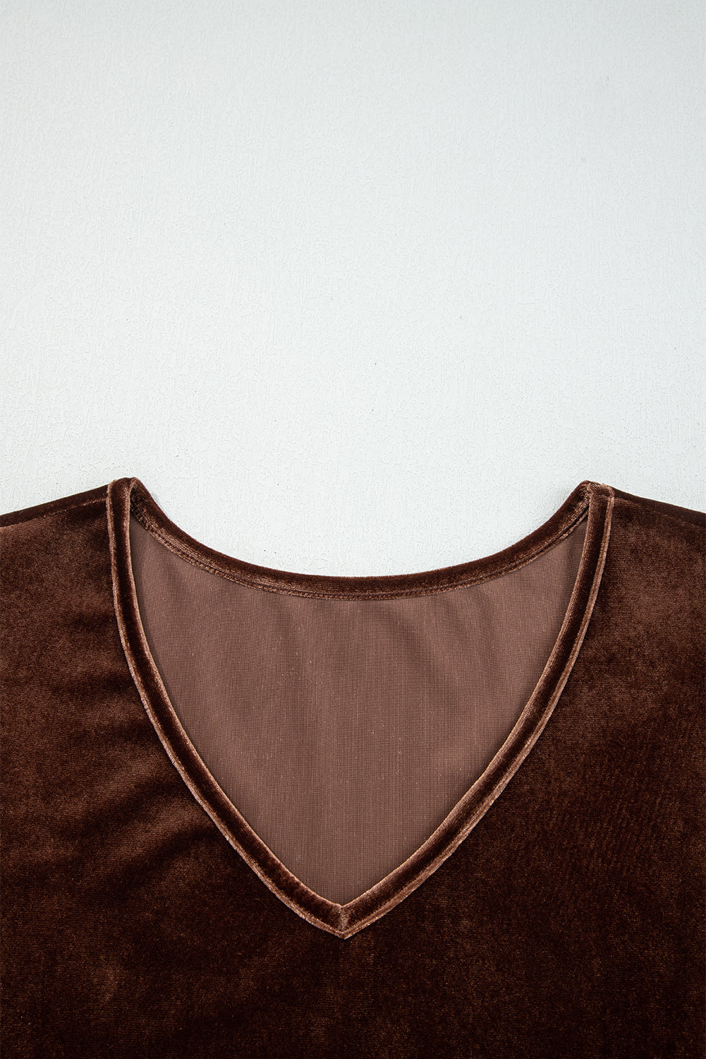 Chicory Coffee Solid Color Velvet V Neck Long Sleeve Tiered Mini Dress-Dresses/Mini Dresses-[Adult]-[Female]-2022 Online Blue Zone Planet