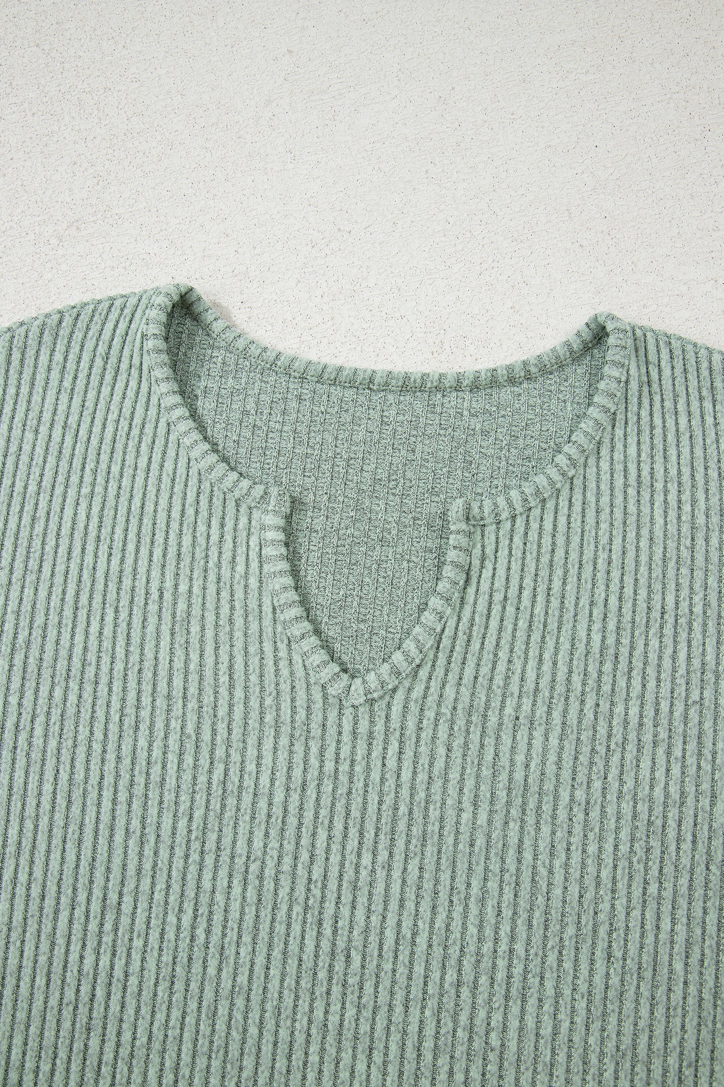 Grass Green Ribbed Notched Neck Knit Long Sleeve Leggings Two Pieces Lounge Set-Loungewear & Sleepwear/Loungewear-[Adult]-[Female]-2022 Online Blue Zone Planet