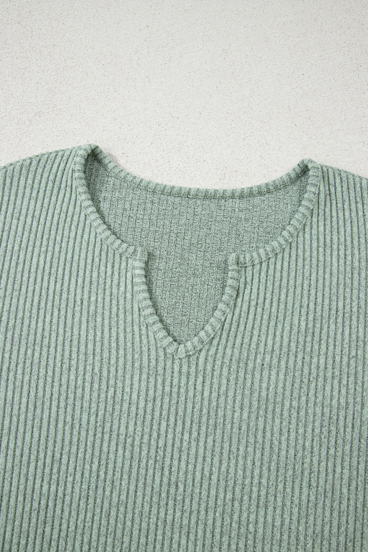 Grass Green Ribbed Notched Neck Knit Long Sleeve Leggings Two Pieces Lounge Set-Loungewear & Sleepwear/Loungewear-[Adult]-[Female]-2022 Online Blue Zone Planet