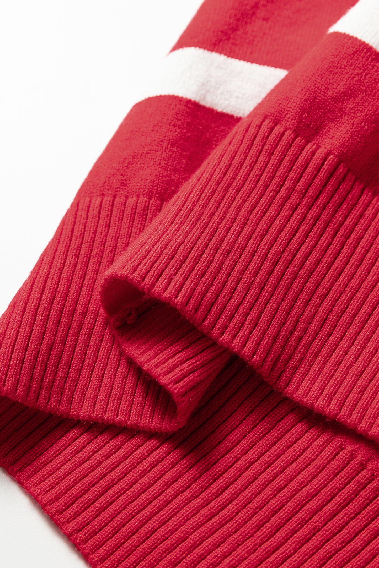 Fiery Red Quarter Zip Striped Detail Short Sleeve Sweater-Sweaters & Cardigans/Short Sleeve Sweaters-[Adult]-[Female]-2022 Online Blue Zone Planet
