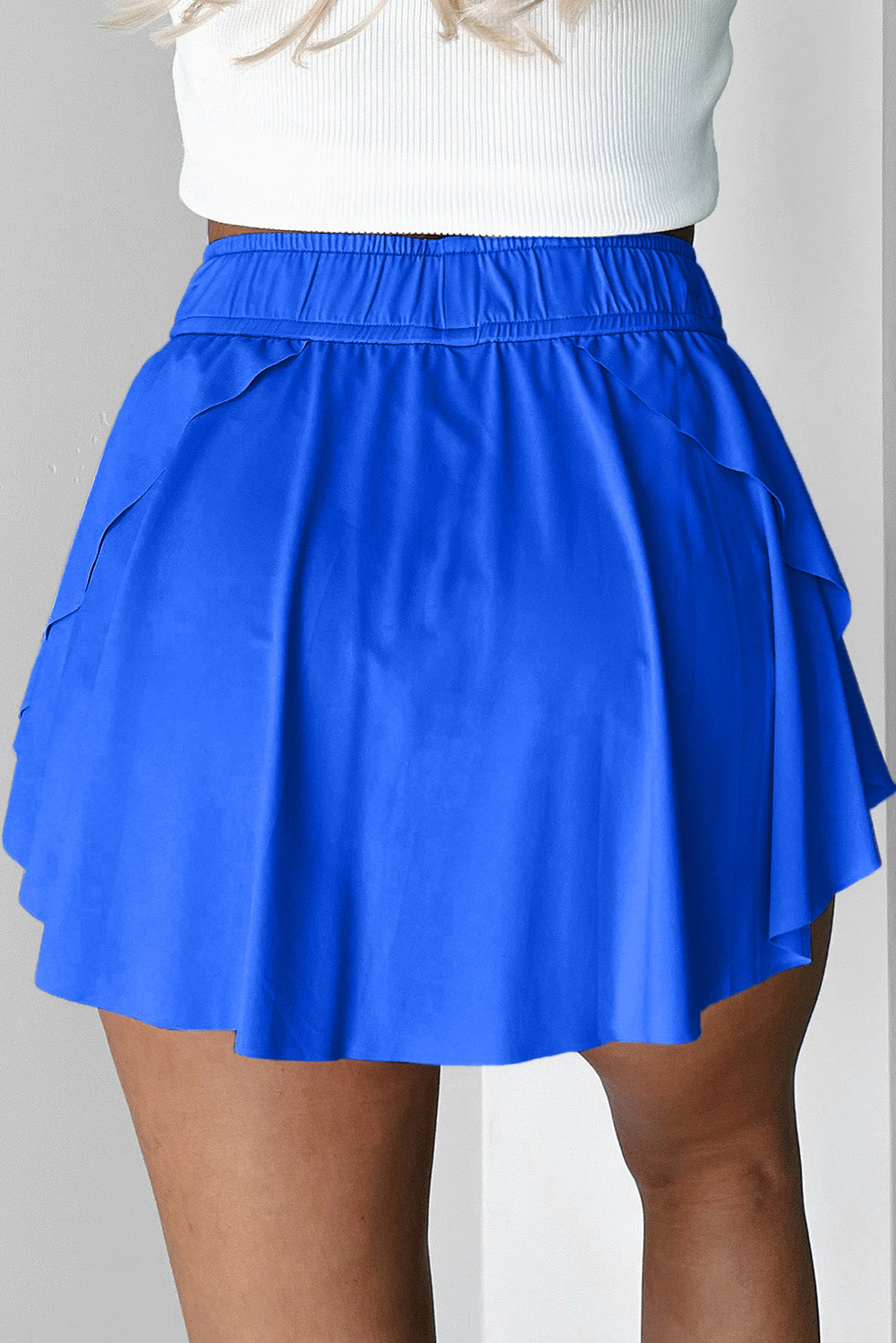 Dark Blue Drawstring High Waist Lined Tennis Skorts-Bottoms/Skirts & Petticoat-[Adult]-[Female]-2022 Online Blue Zone Planet