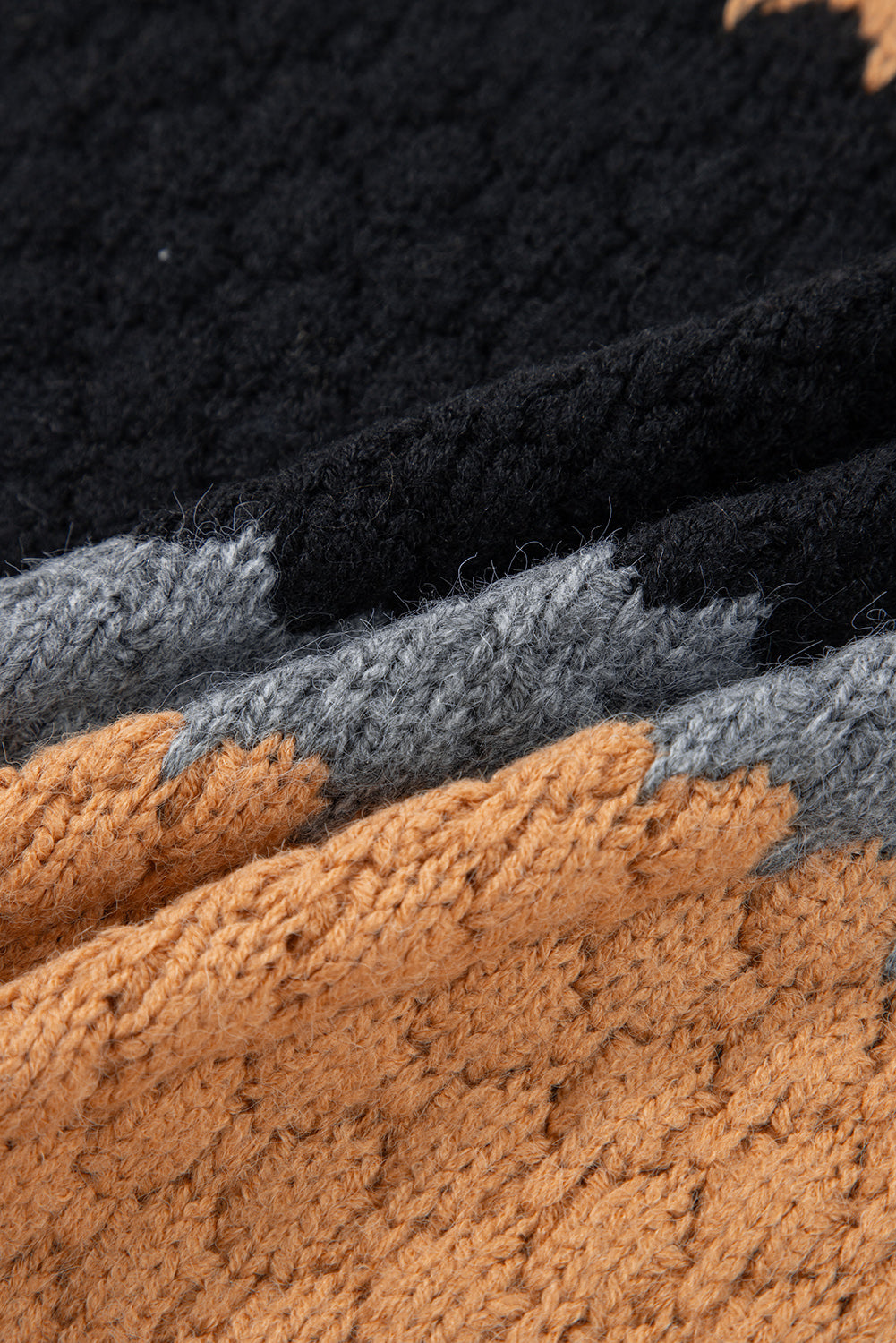 Khaki Color Block High Neck Baggy Sweater-Sweaters & Cardigans/Sweaters-[Adult]-[Female]-2022 Online Blue Zone Planet