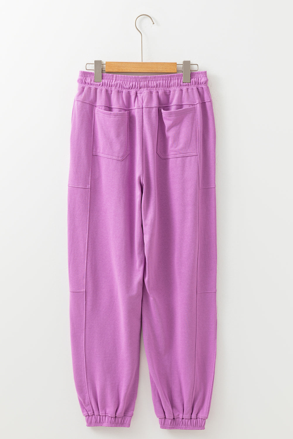 Lilac Drawstring Waist Patchwork Solid Color Jogger Pants-Bottoms/Pants & Culotte-[Adult]-[Female]-2022 Online Blue Zone Planet