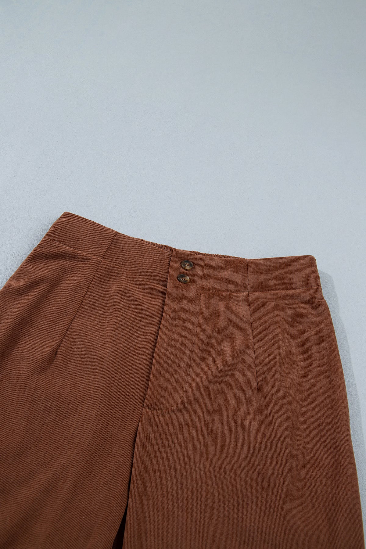 Coffee Elastic Waist Straight Leg Ankle Length Corduroy Pants-Bottoms/Pants & Culotte-[Adult]-[Female]-2022 Online Blue Zone Planet