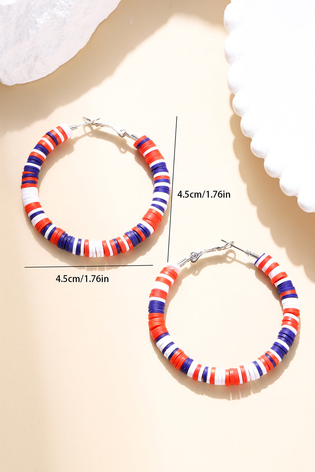 Fiery Red Patriotic Multicolored Bead Hoop Earrings-Accessories/Jewelry-[Adult]-[Female]-2022 Online Blue Zone Planet