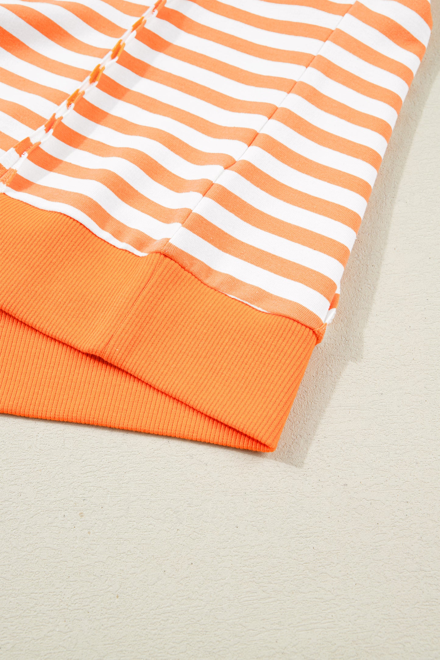 Orange Stripe 3/4 Sleeve Exposed Seam Patchwork Pullover Top-Tops/Tops & Tees-[Adult]-[Female]-2022 Online Blue Zone Planet