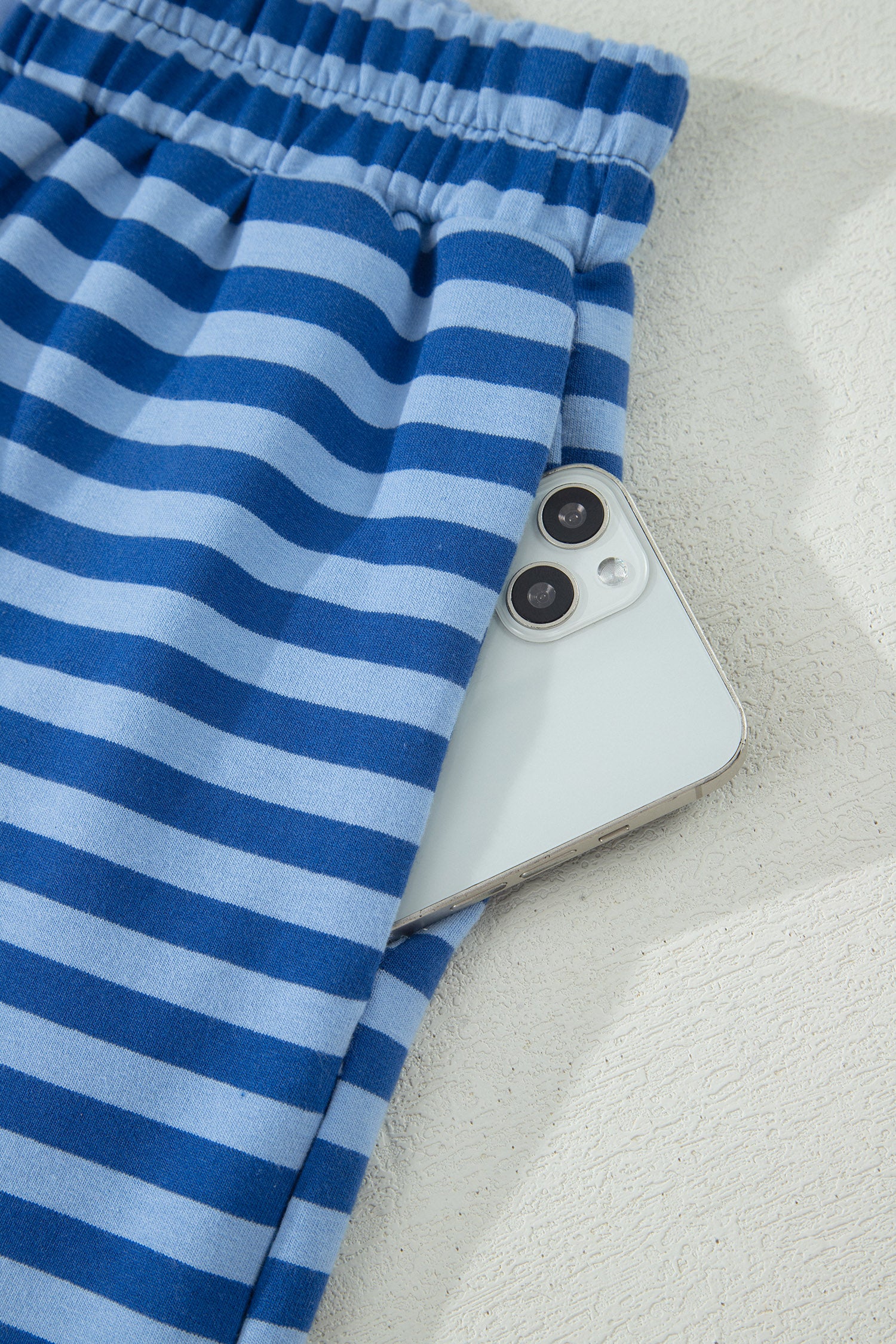 Green Stripe Striped Ribbed Cotton Two-Piece Pant Set with Chest Patch Detail-Two Piece Sets/Short Sets-[Adult]-[Female]-2022 Online Blue Zone Planet
