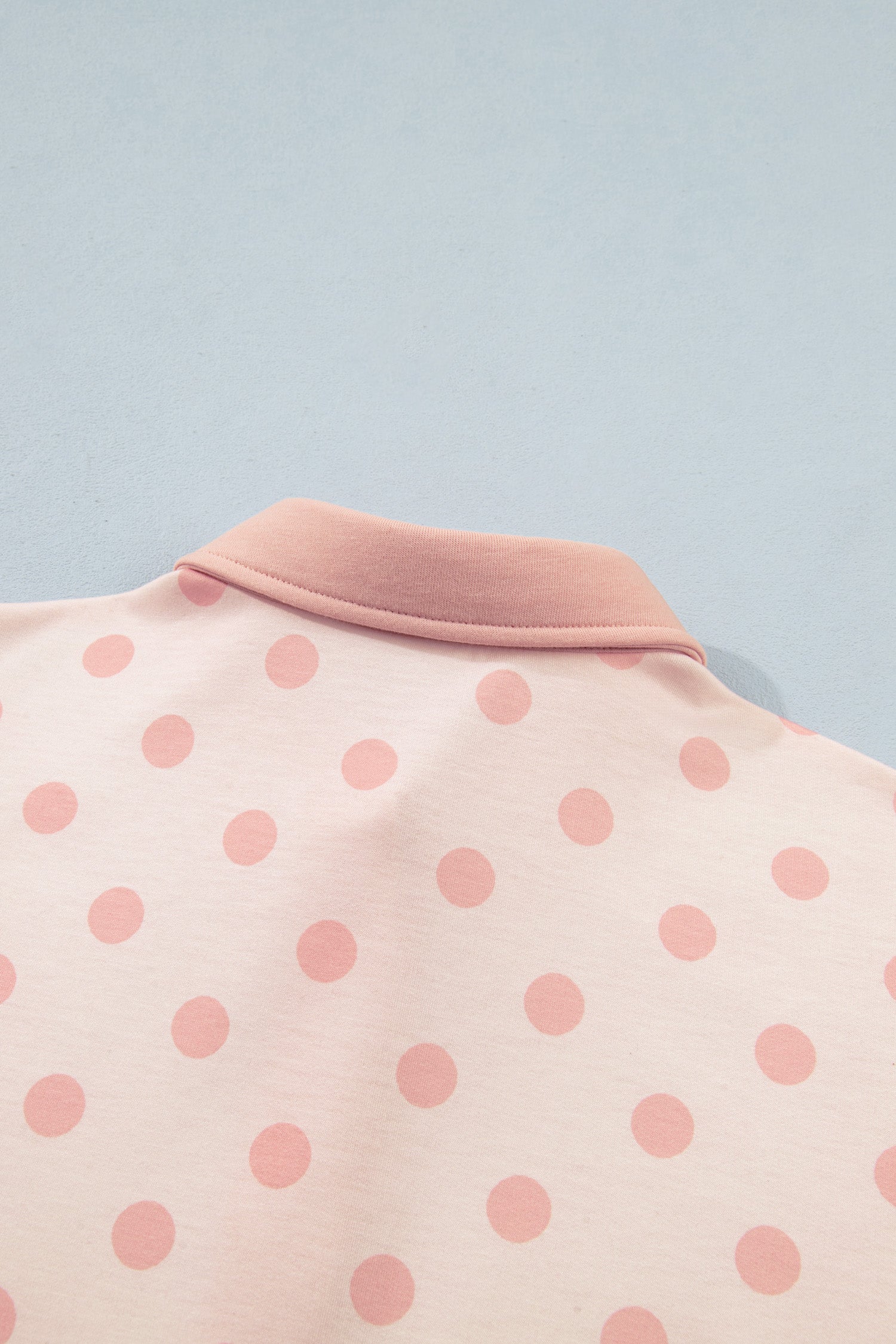 Pink Polka Dot Drop Shoulder Polo Loose Pullover Patch Pocket Casual Shorts Set-Two Piece Sets/Short Sets-[Adult]-[Female]-2022 Online Blue Zone Planet