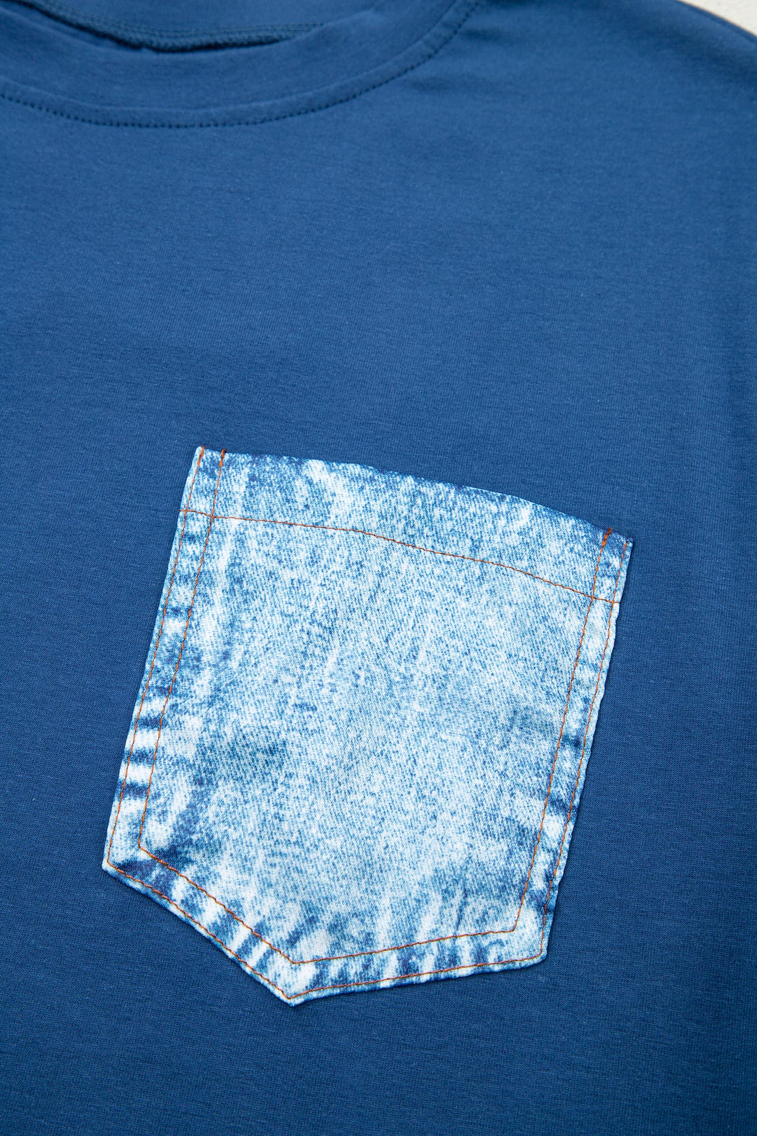 Sail Blue Color Block Chest Pocket Patched Casual Short Sleeve Top-Tops/Tops & Tees-[Adult]-[Female]-2022 Online Blue Zone Planet