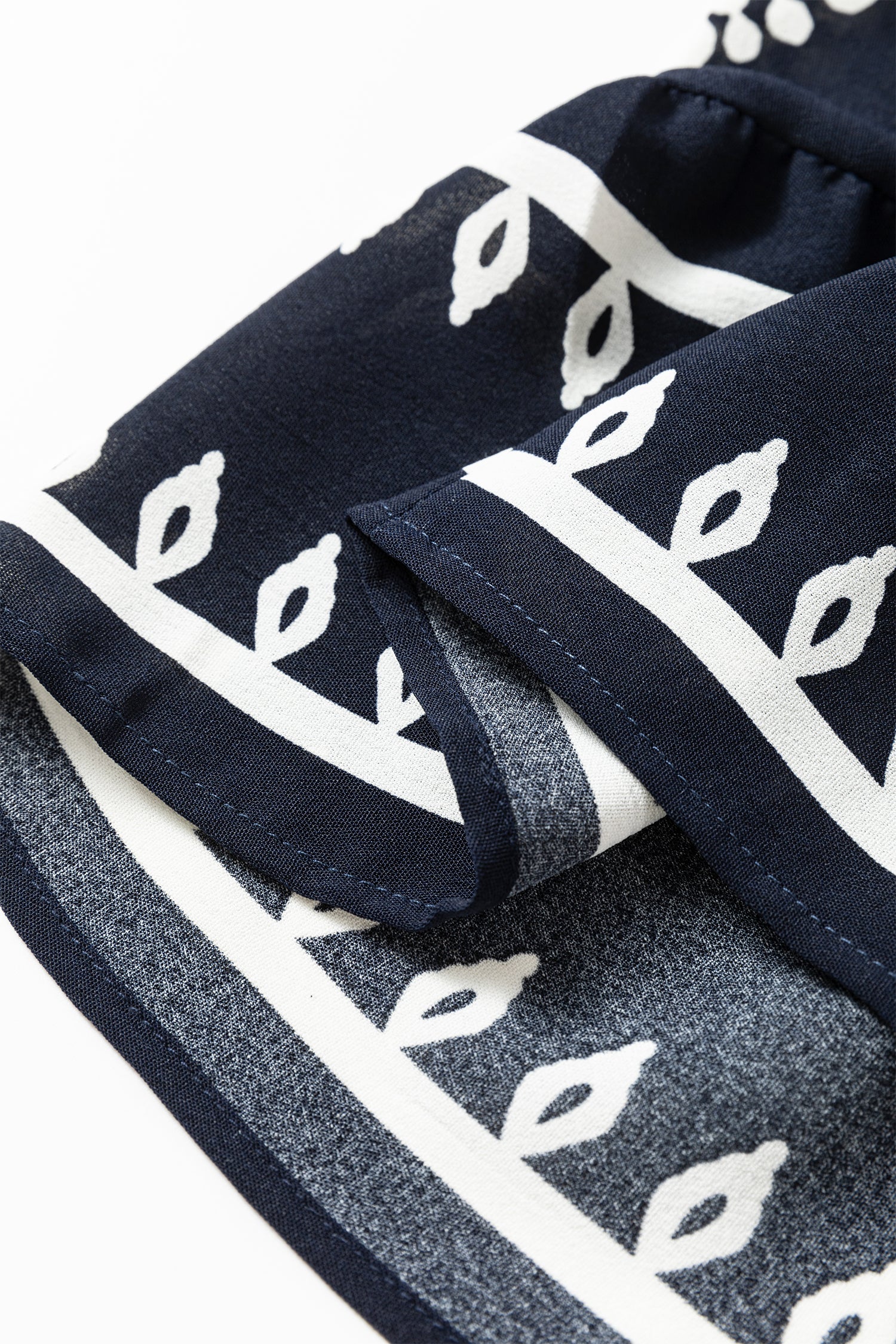 Blue Western Ethnic Print Notched Neck Short Sleeve Midi Dress-TOPS / DRESSES-[Adult]-[Female]-2022 Online Blue Zone Planet