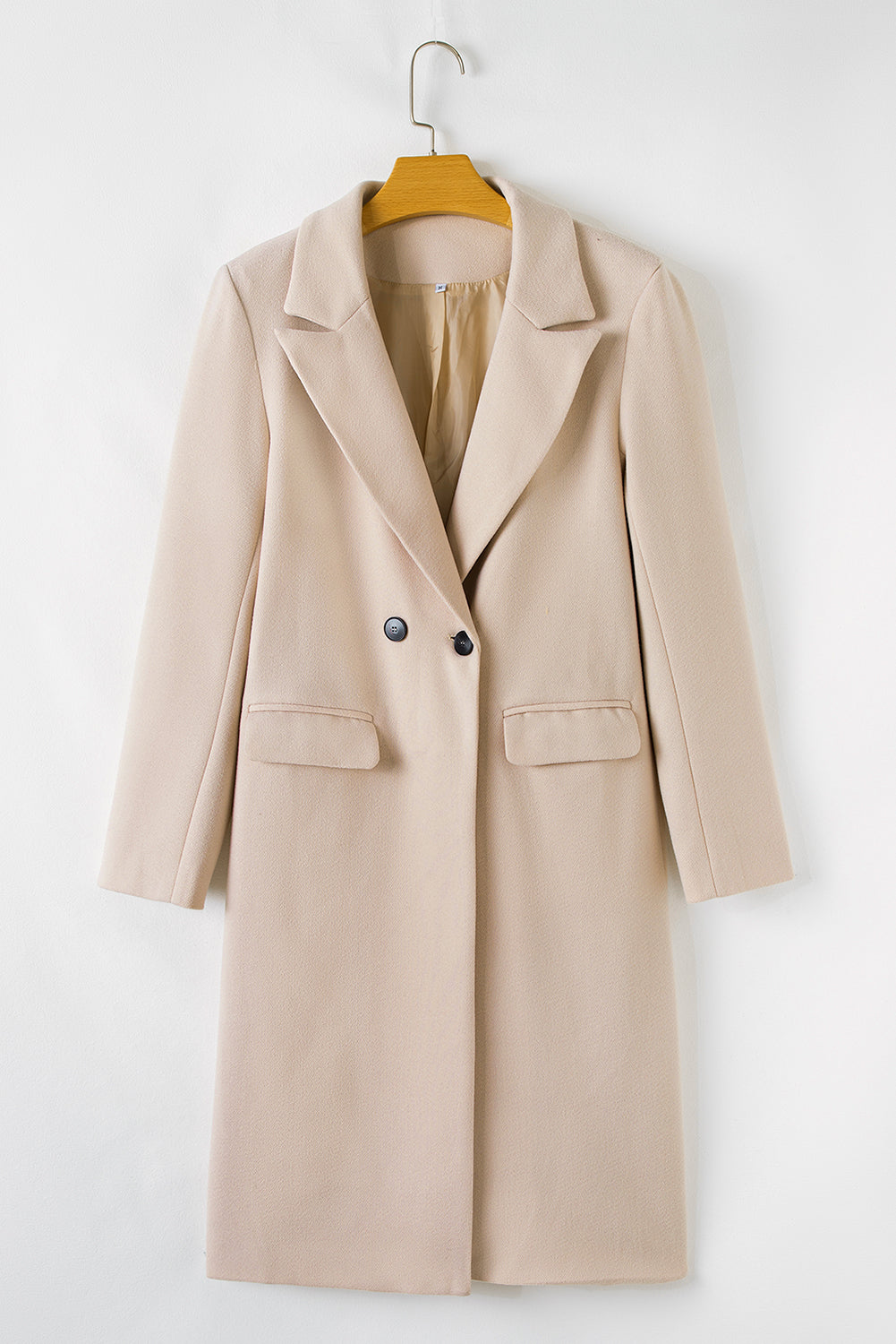 Dark Khaki Single Breasted Lapel Collar Flap Pocketed Overcoat-Outerwear/Coats-[Adult]-[Female]-2022 Online Blue Zone Planet