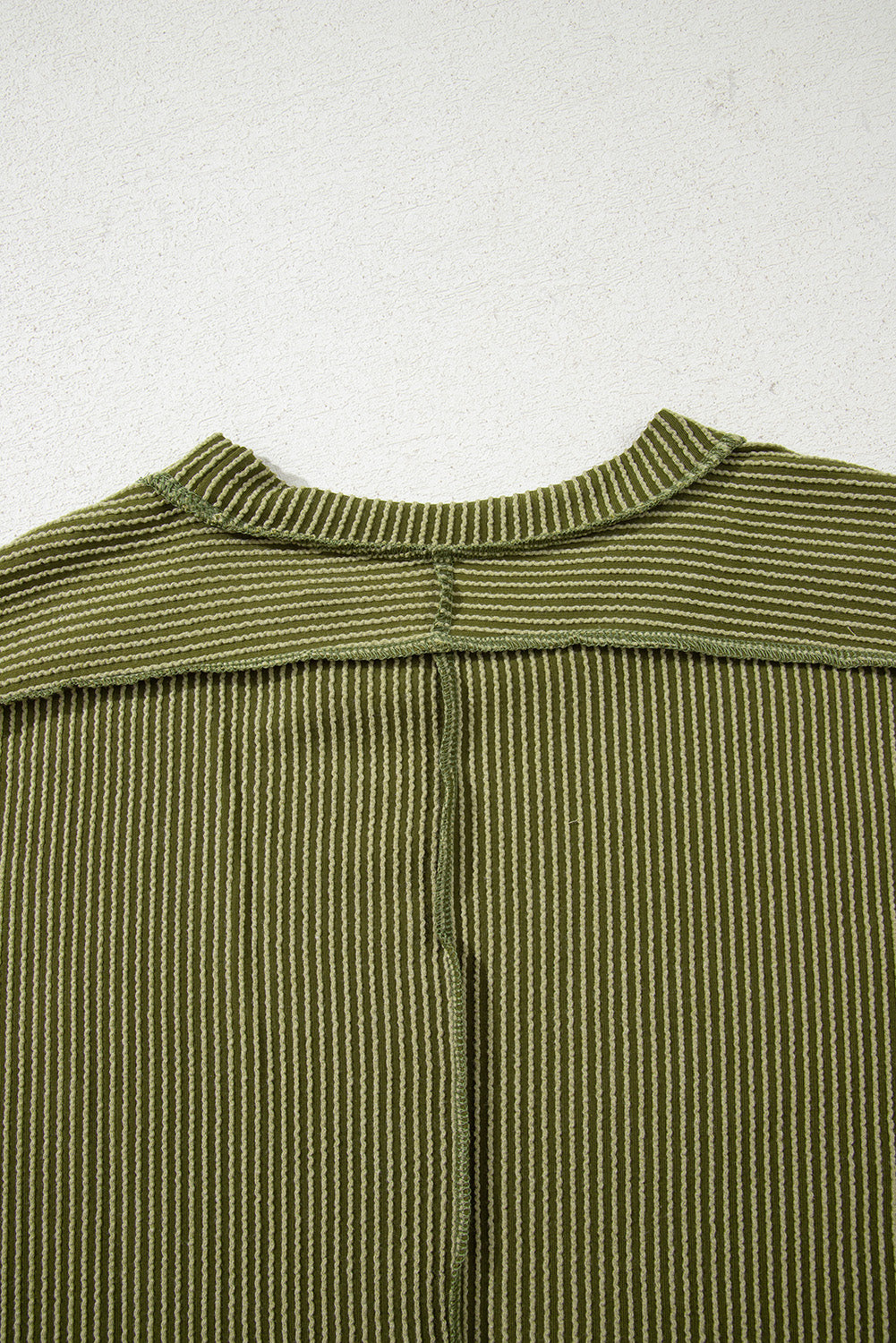 Jungle Green Textured Knit Exposed Stitching T-Shirt-Tops/Tops & Tees-[Adult]-[Female]-2022 Online Blue Zone Planet