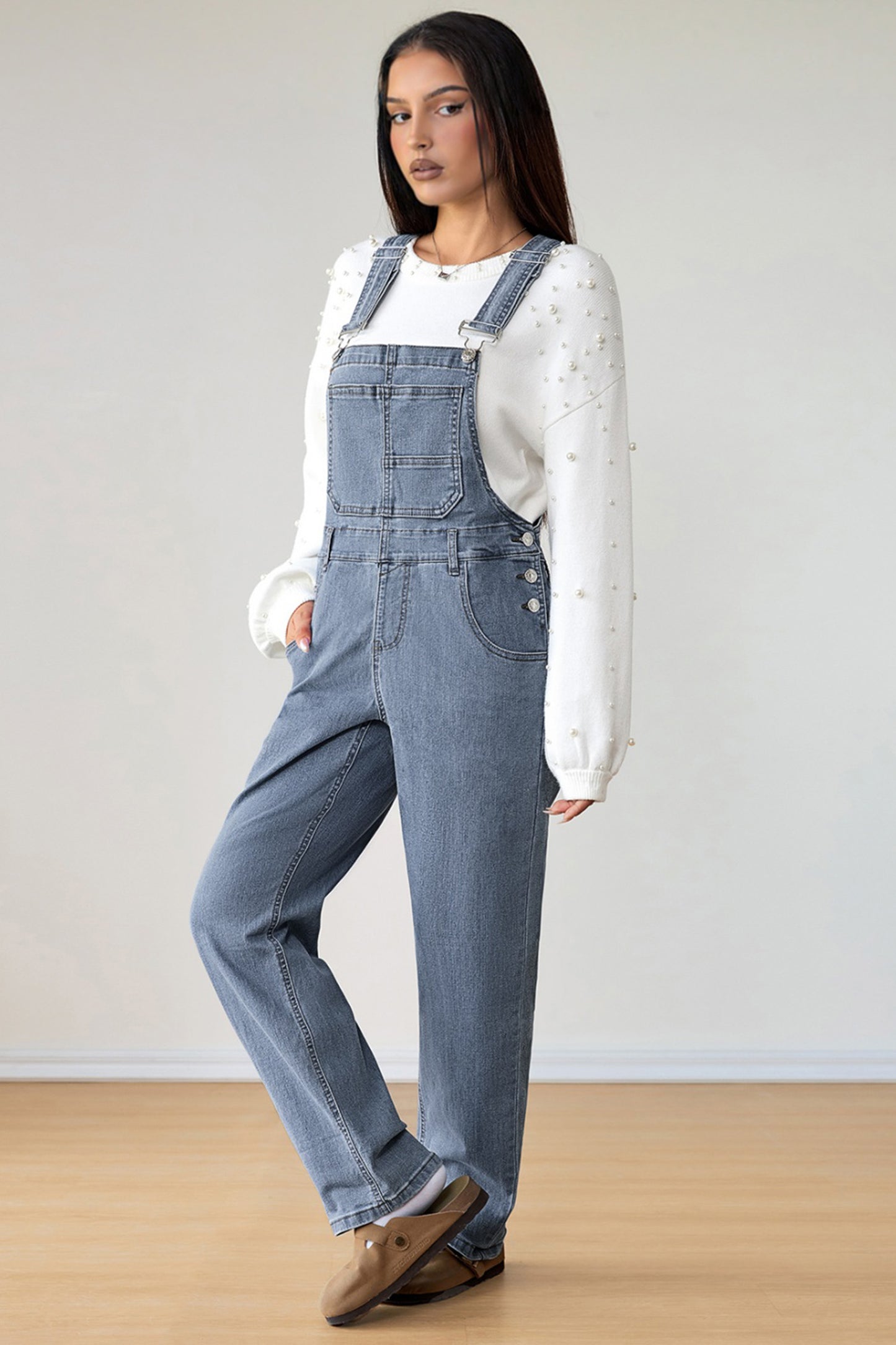 Dark Blue Retro Bib Pocket Buckle Straps Casual Denim Jumpsuit-Bottoms/Jumpsuits & Rompers-[Adult]-[Female]-2022 Online Blue Zone Planet