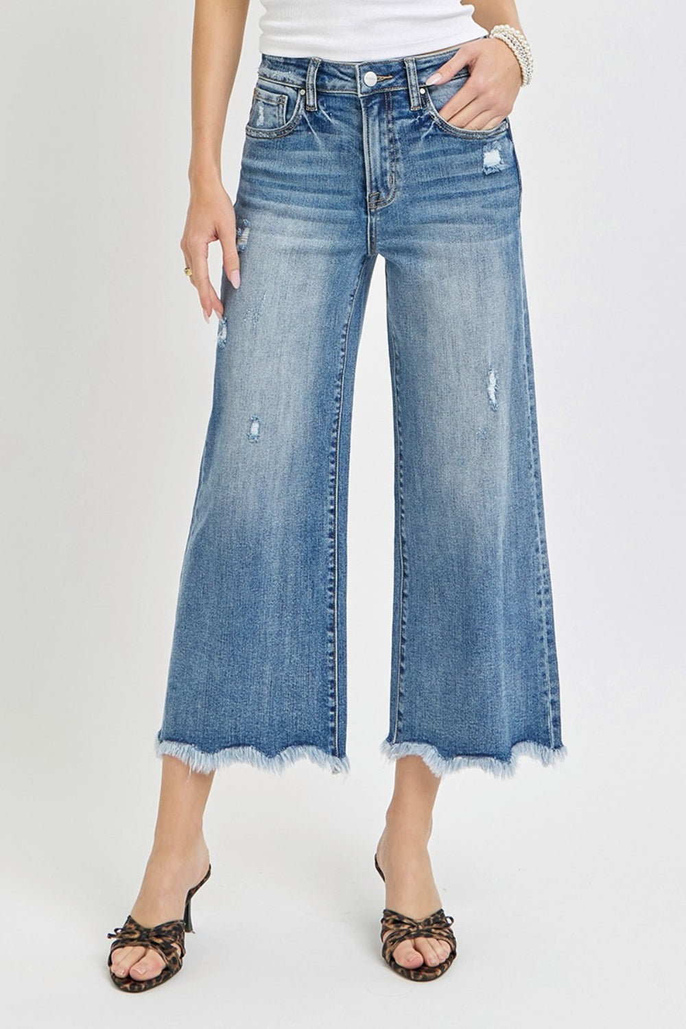 Risen High Rise Cropped Flare Jeans-BOTTOMS SIZES SMALL MEDIUM LARGE-[Adult]-[Female]-2022 Online Blue Zone Planet