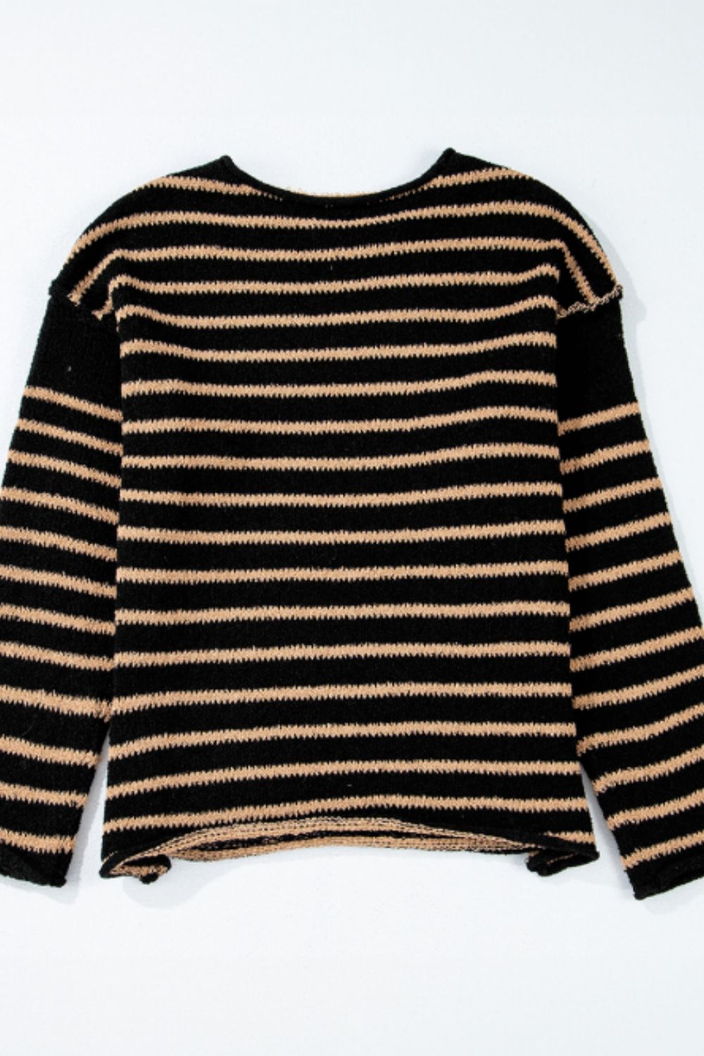 Stripe Drop Shoulder Round Neck Sweater-TOPS / DRESSES-[Adult]-[Female]-2022 Online Blue Zone Planet