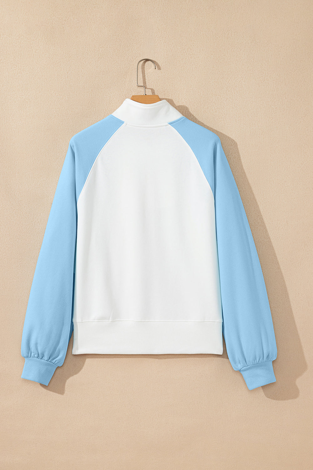 Beau Blue Colorblock Snap Buttons Pullover Sweatshirt-Tops/Sweatshirts & Hoodies-[Adult]-[Female]-2022 Online Blue Zone Planet