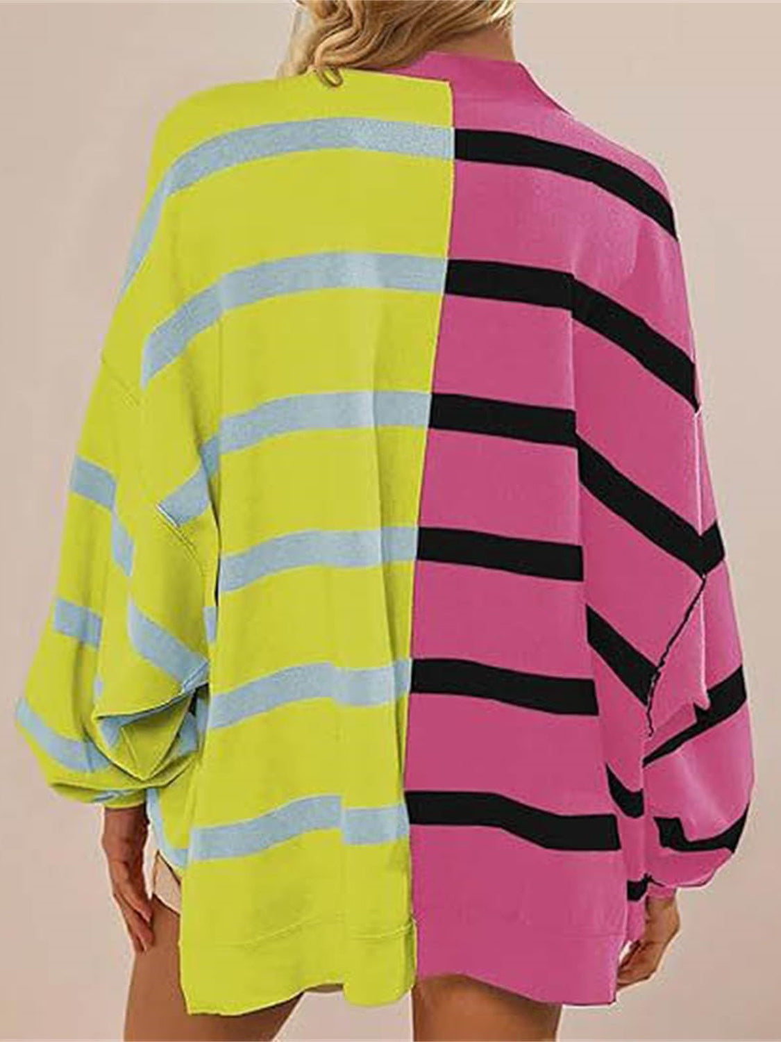 Striped Round Neck Long Sleeve Sweater-TOPS / DRESSES-[Adult]-[Female]-2022 Online Blue Zone Planet