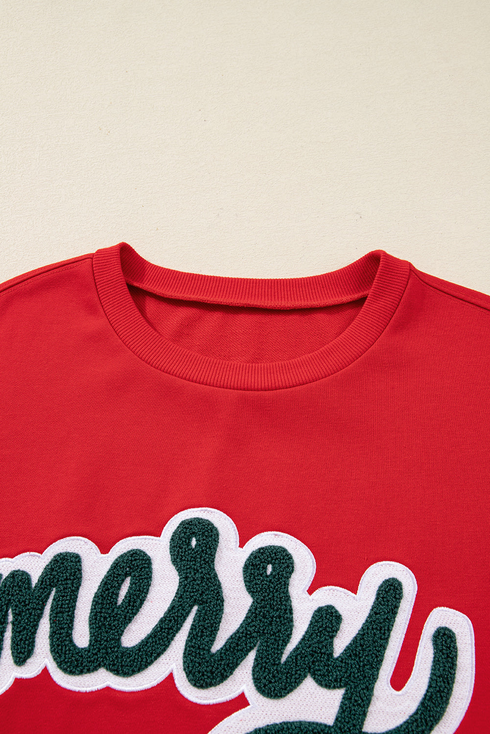 Fiery Red Merry Script Holiday Christmas Graphic Sweatshirt-Tops/Sweatshirts & Hoodies-[Adult]-[Female]-2022 Online Blue Zone Planet