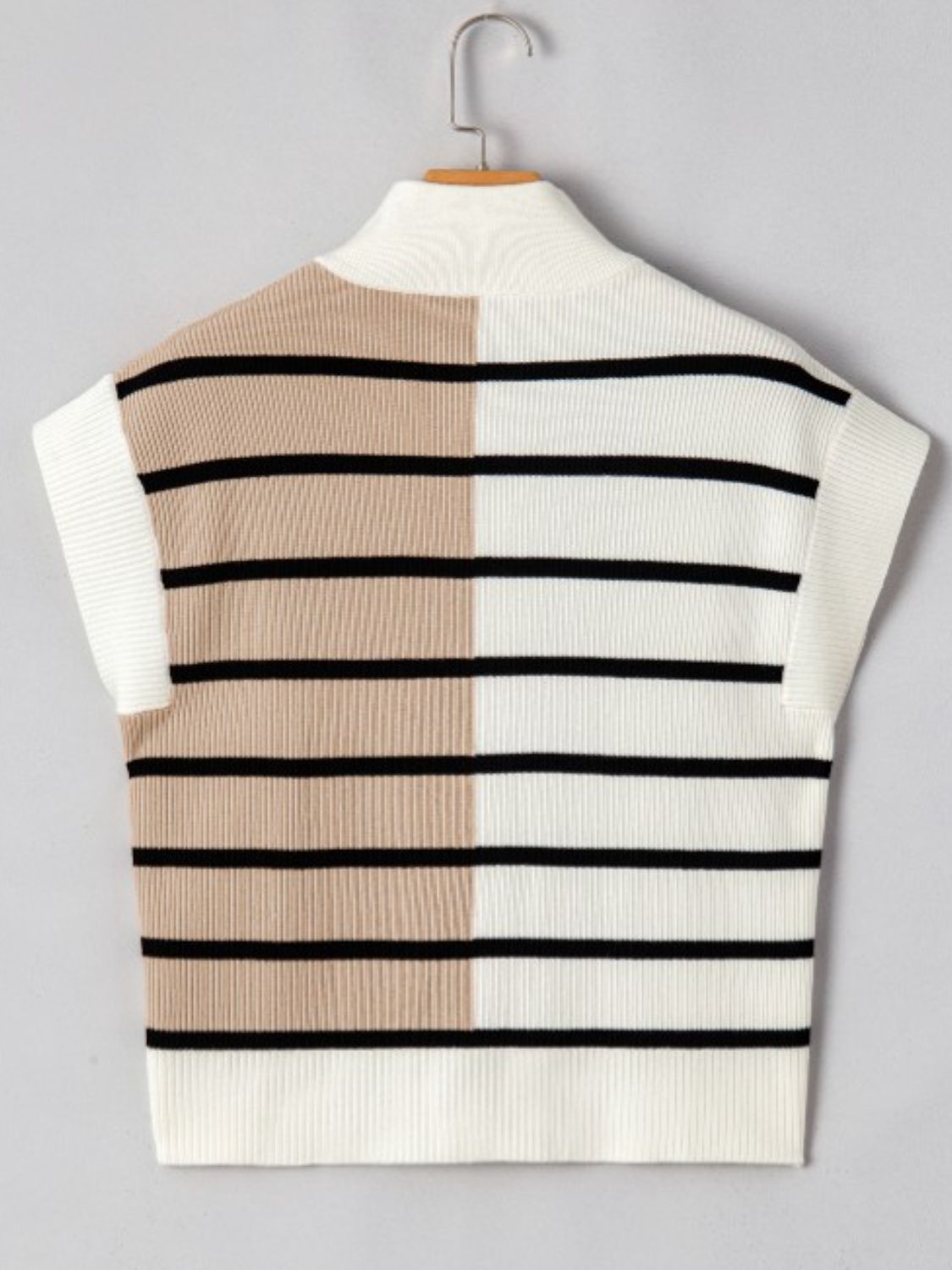 Striped Half Zip Sweater Vest-TOPS / DRESSES-[Adult]-[Female]-2022 Online Blue Zone Planet