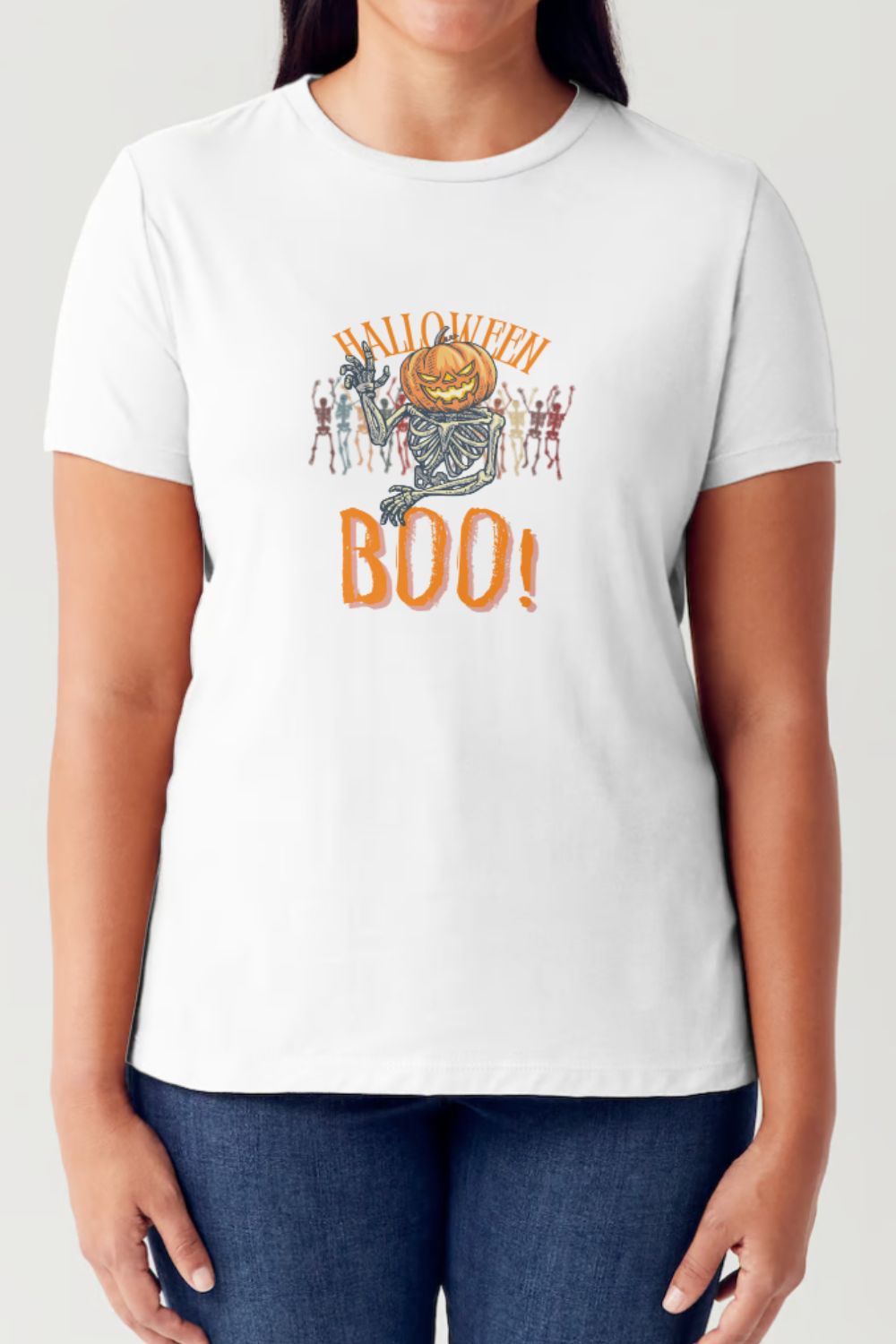 Simply Love Full Size Pumpkin Skeleton Graphic Short Sleeve Tubular T-Shirt-TOPS / DRESSES-[Adult]-[Female]-White-S-2022 Online Blue Zone Planet