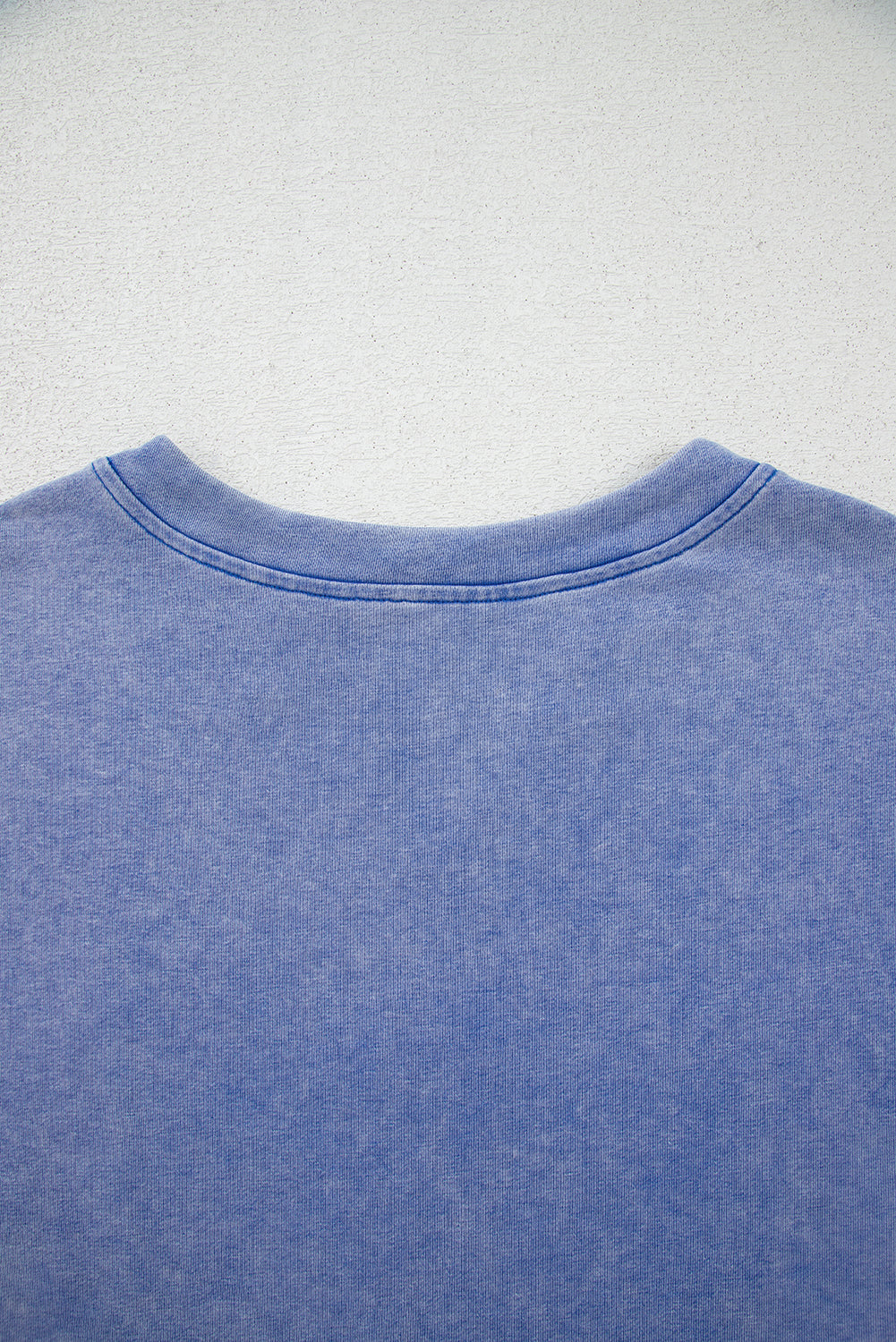Sky Blue USA Patch Mineral Wash Notch V Neck Vintage Graphic T Shirt-Graphic/Graphic Tees-[Adult]-[Female]-2022 Online Blue Zone Planet