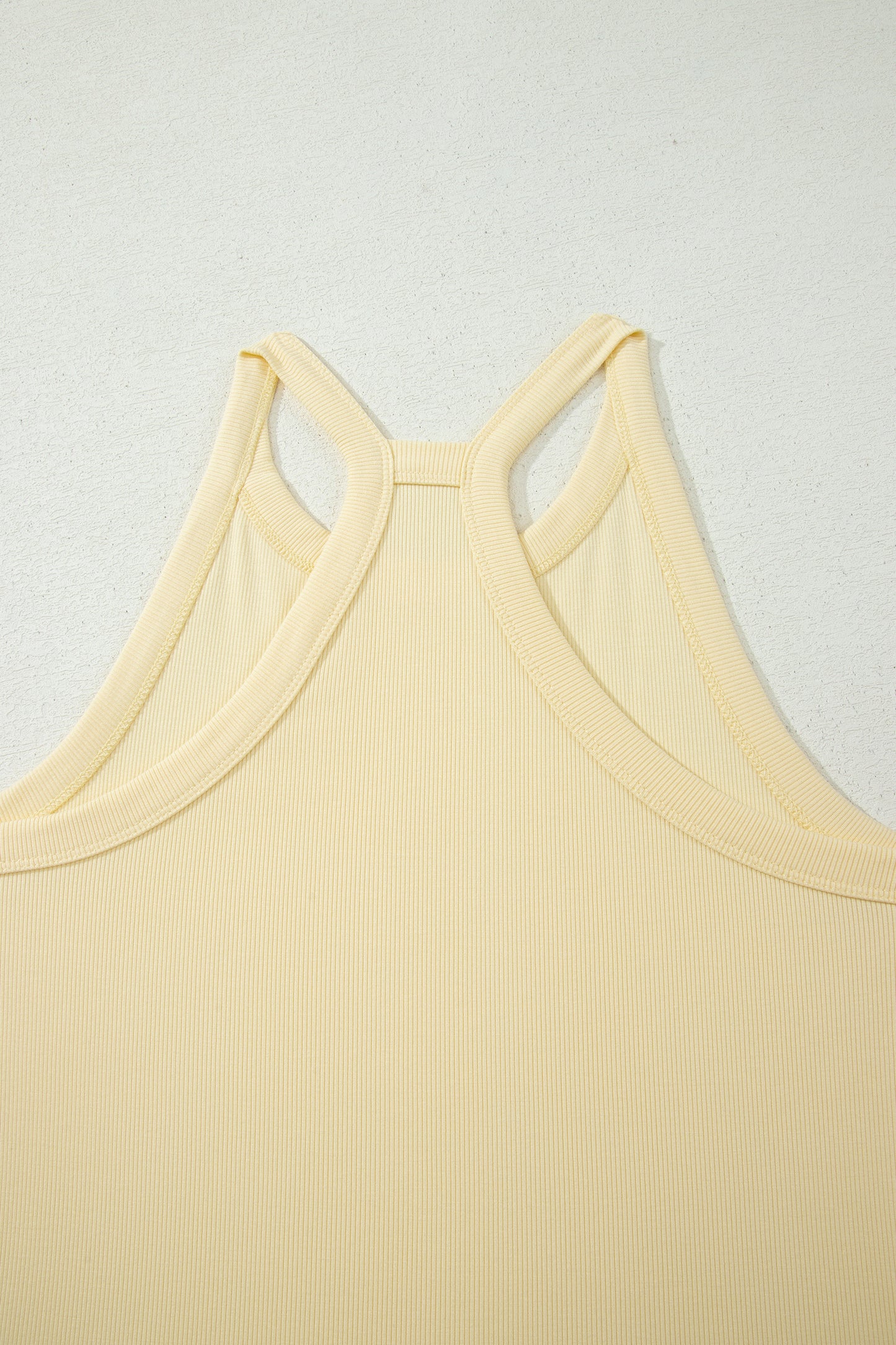 Yellow Cream Slim Ribbed Tank Top and Sweatpants Set-Two Piece Sets/Pant Sets-[Adult]-[Female]-2022 Online Blue Zone Planet
