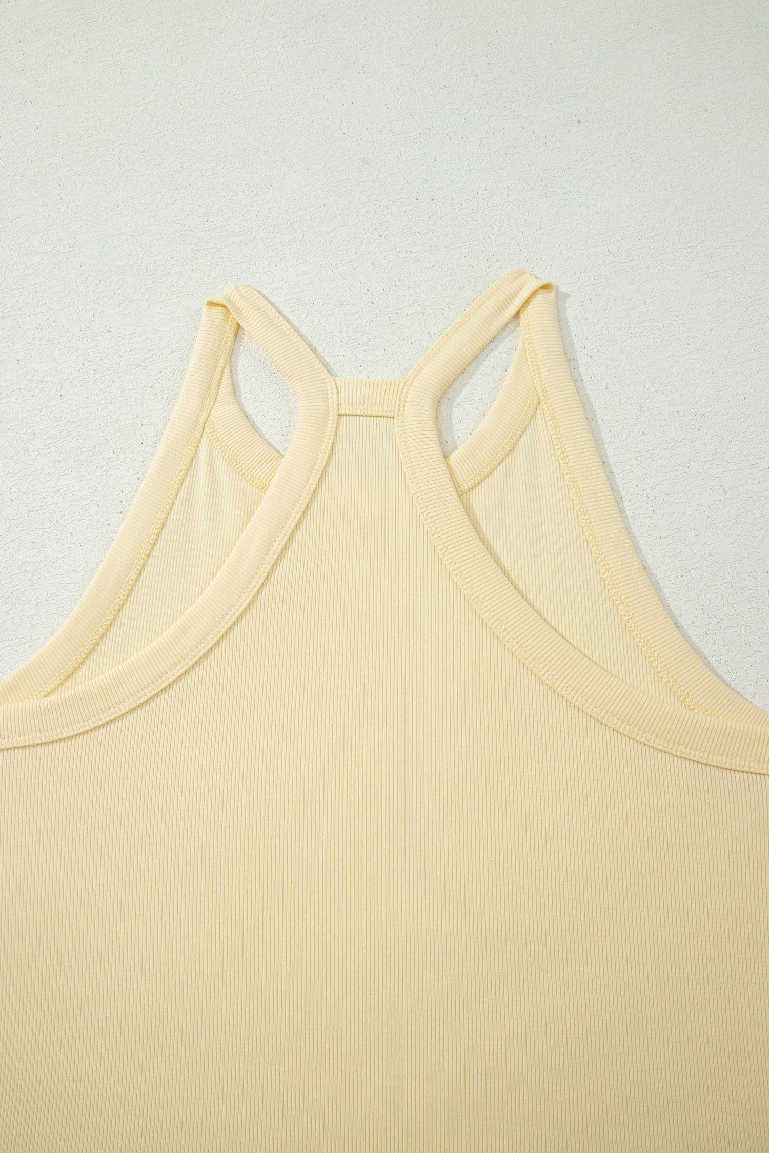 Yellow Cream Slim Ribbed Tank Top and Sweatpants Set-Two Piece Sets/Pant Sets-[Adult]-[Female]-2022 Online Blue Zone Planet