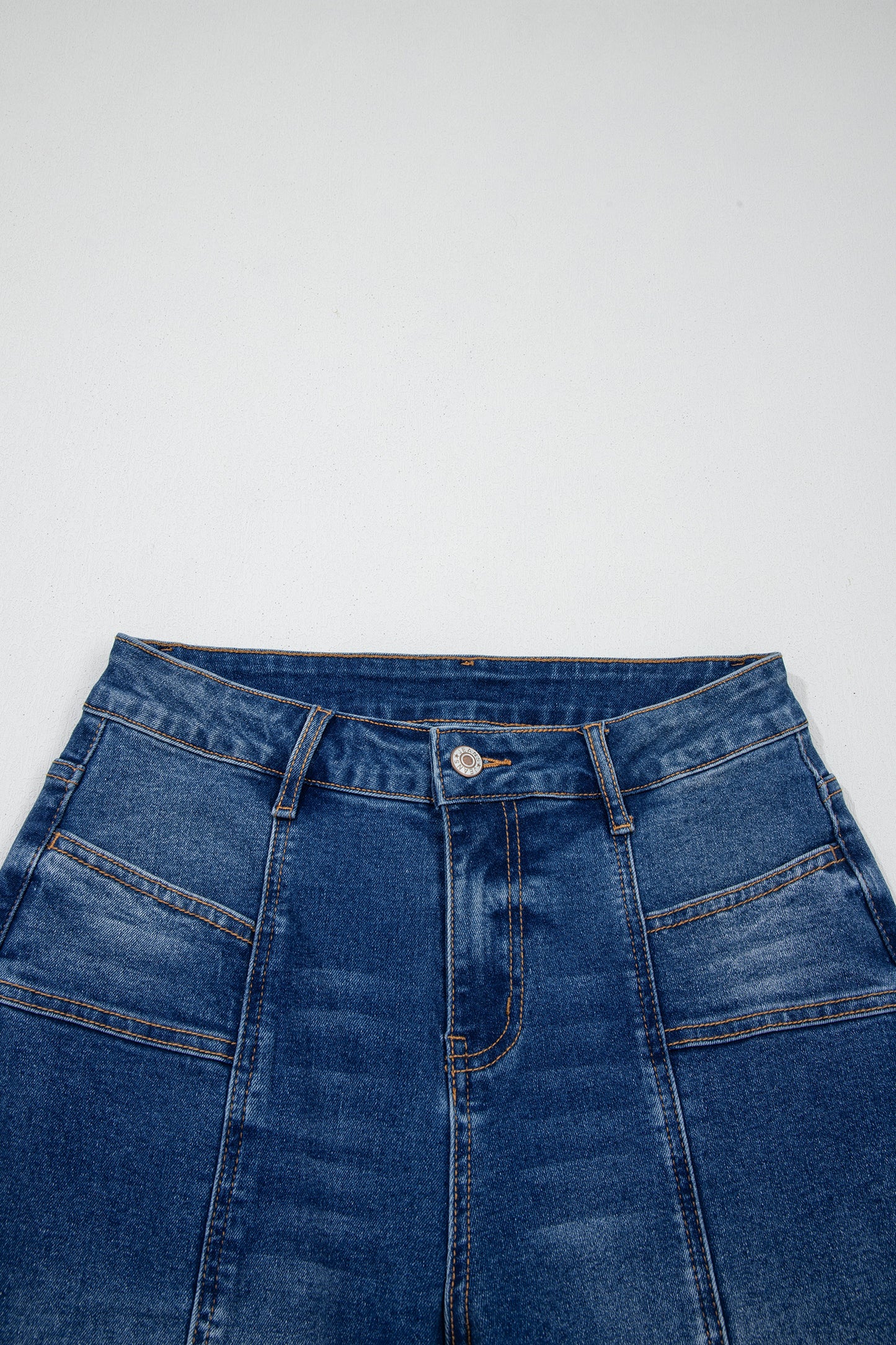 Sky Blue Tailored Seam Detail Womens Shift Jeans-Bottoms/Jeans-[Adult]-[Female]-2022 Online Blue Zone Planet