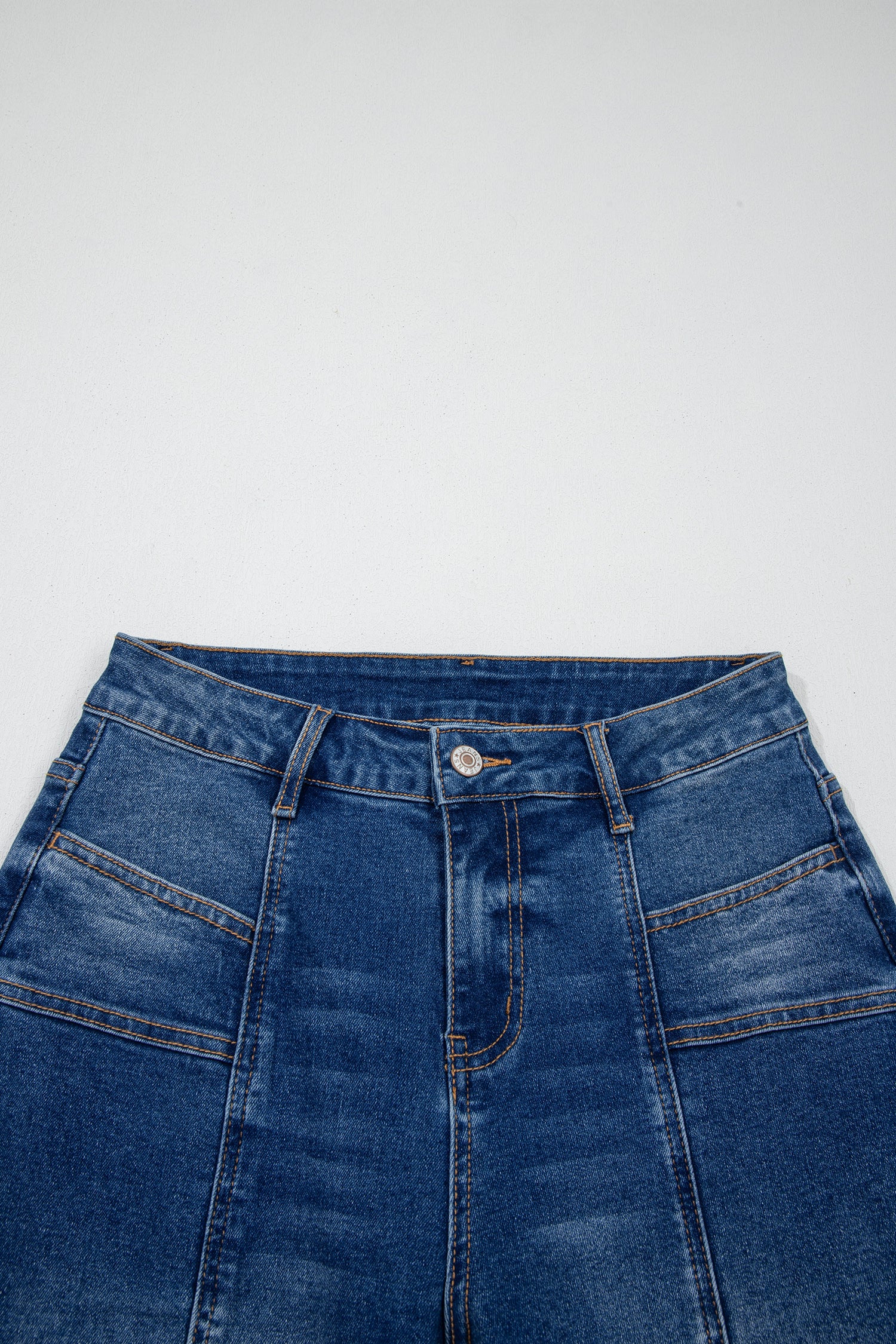 Sky Blue Tailored Seam Detail Womens Shift Jeans-Bottoms/Jeans-[Adult]-[Female]-2022 Online Blue Zone Planet