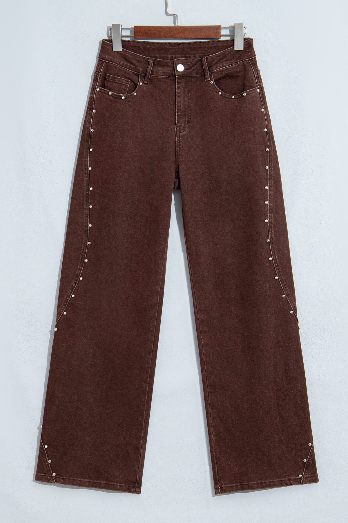 Dusk Blue Side Seam Rivet Detail Ankle Length Casual Jeans-Bottoms/Jeans-[Adult]-[Female]-2022 Online Blue Zone Planet