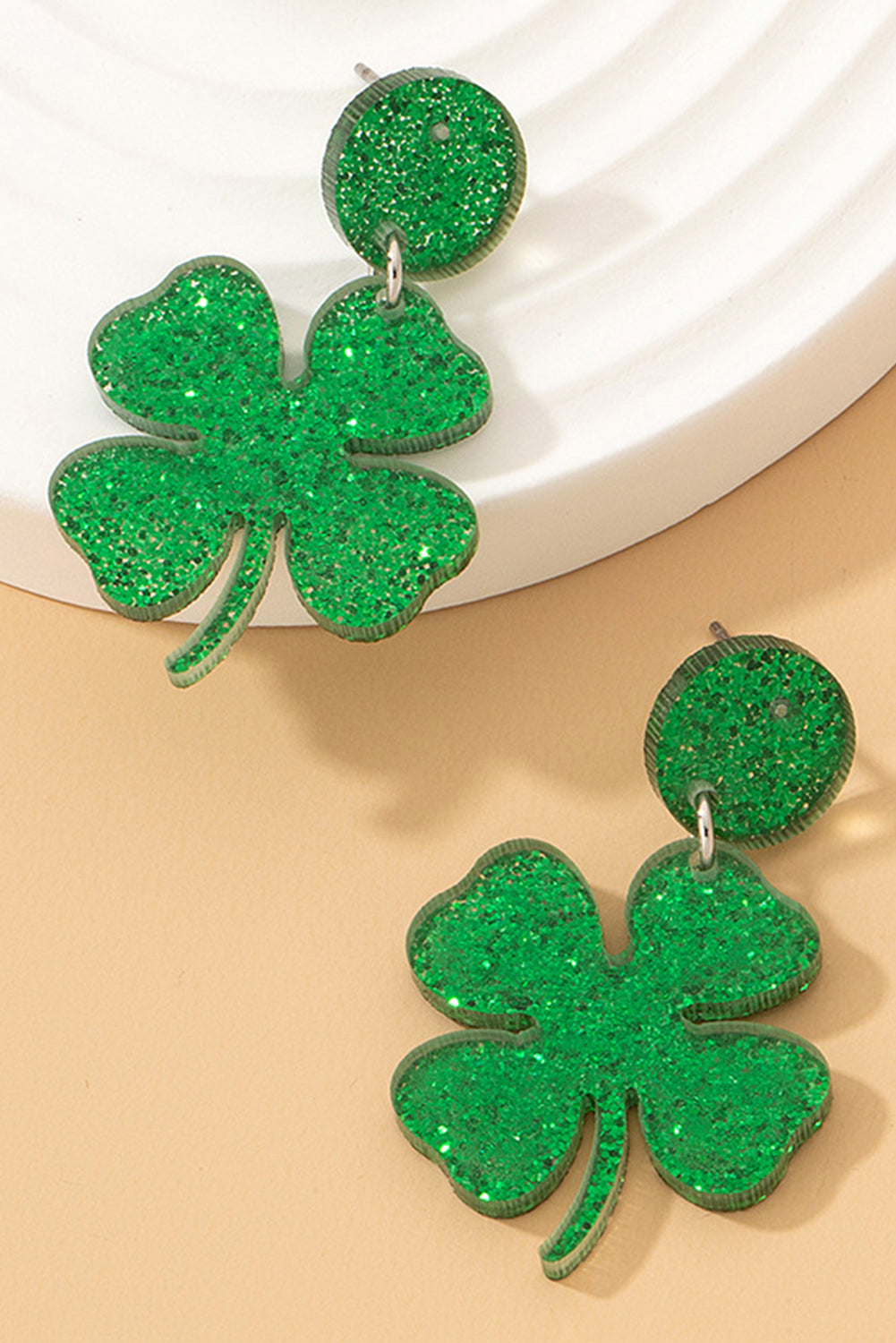 Blackish Green St Patricks Clover Shape Stud Earrings-Earrings-[Adult]-[Female]-Blackish Green-ONE SIZE-2022 Online Blue Zone Planet