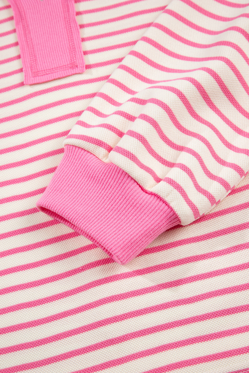 Pink Stripe Collared V Neck Drop Shoulder Pullover And Skort 2Pcs Outfit-Two Piece Sets/Two Piece Dresses-[Adult]-[Female]-2022 Online Blue Zone Planet