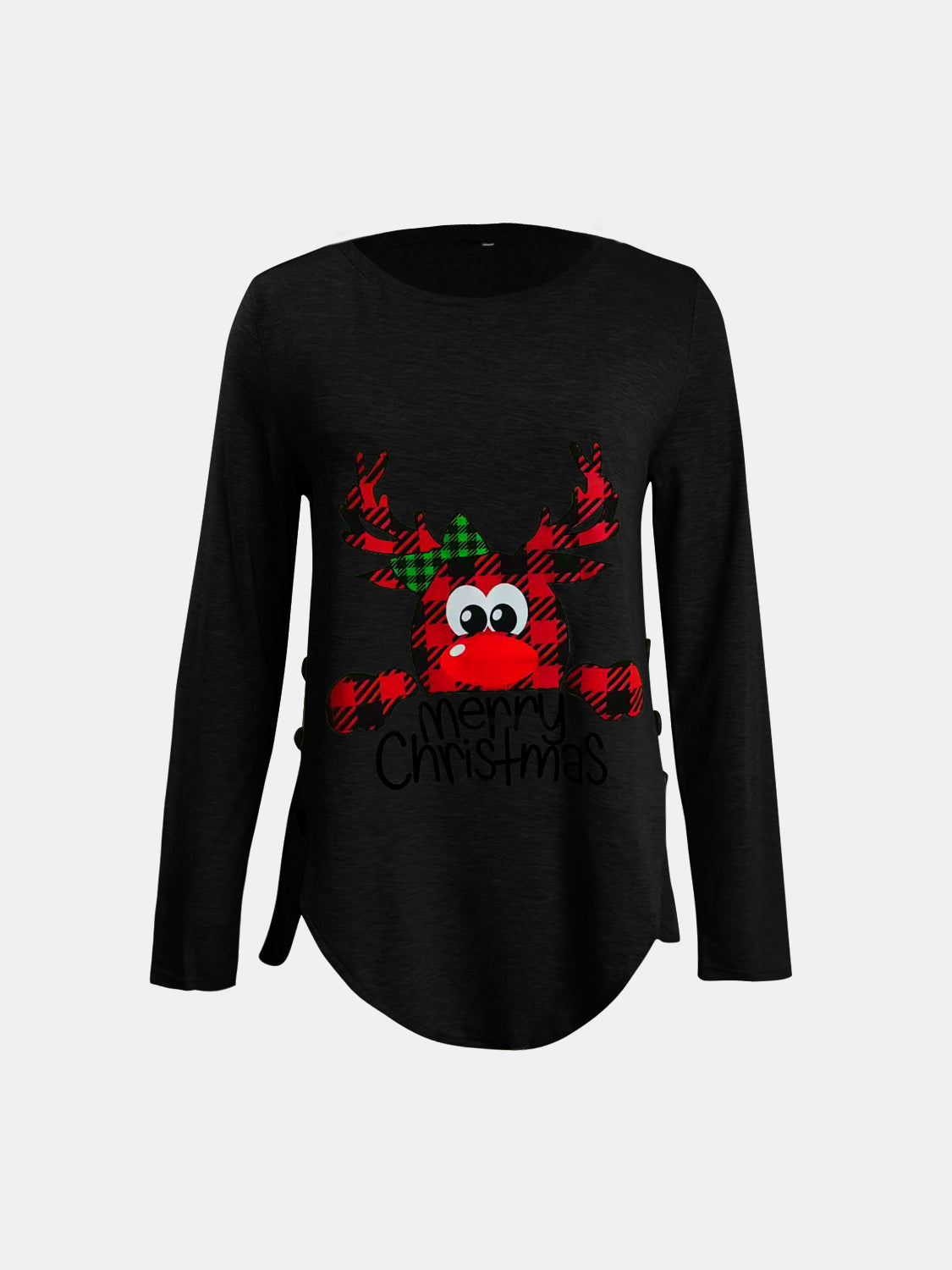 Full Size Reindeer Round Neck Long Sleeve T-Shirt-TOPS / DRESSES-[Adult]-[Female]-2022 Online Blue Zone Planet